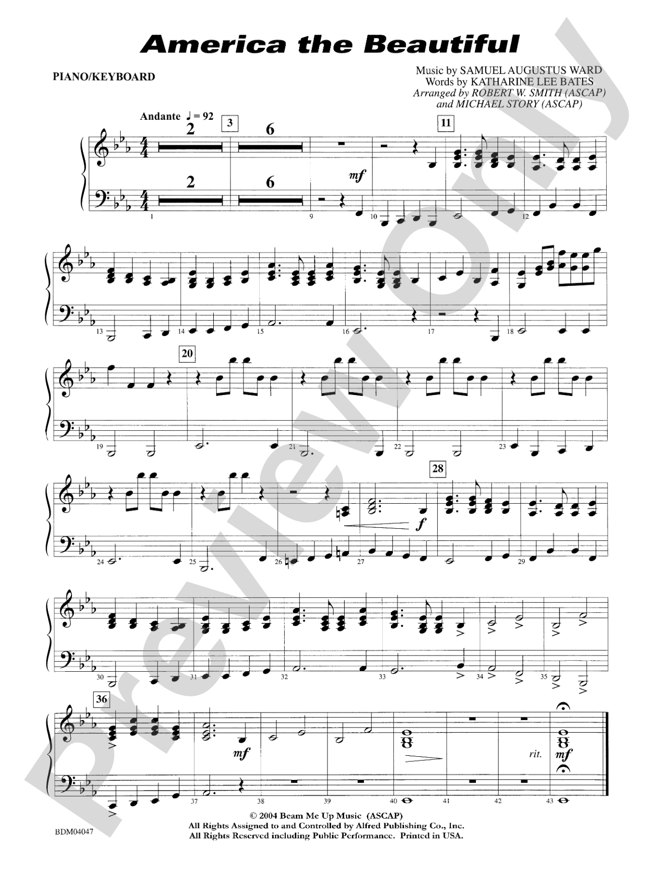 America, the Beautiful: Piano Accompaniment