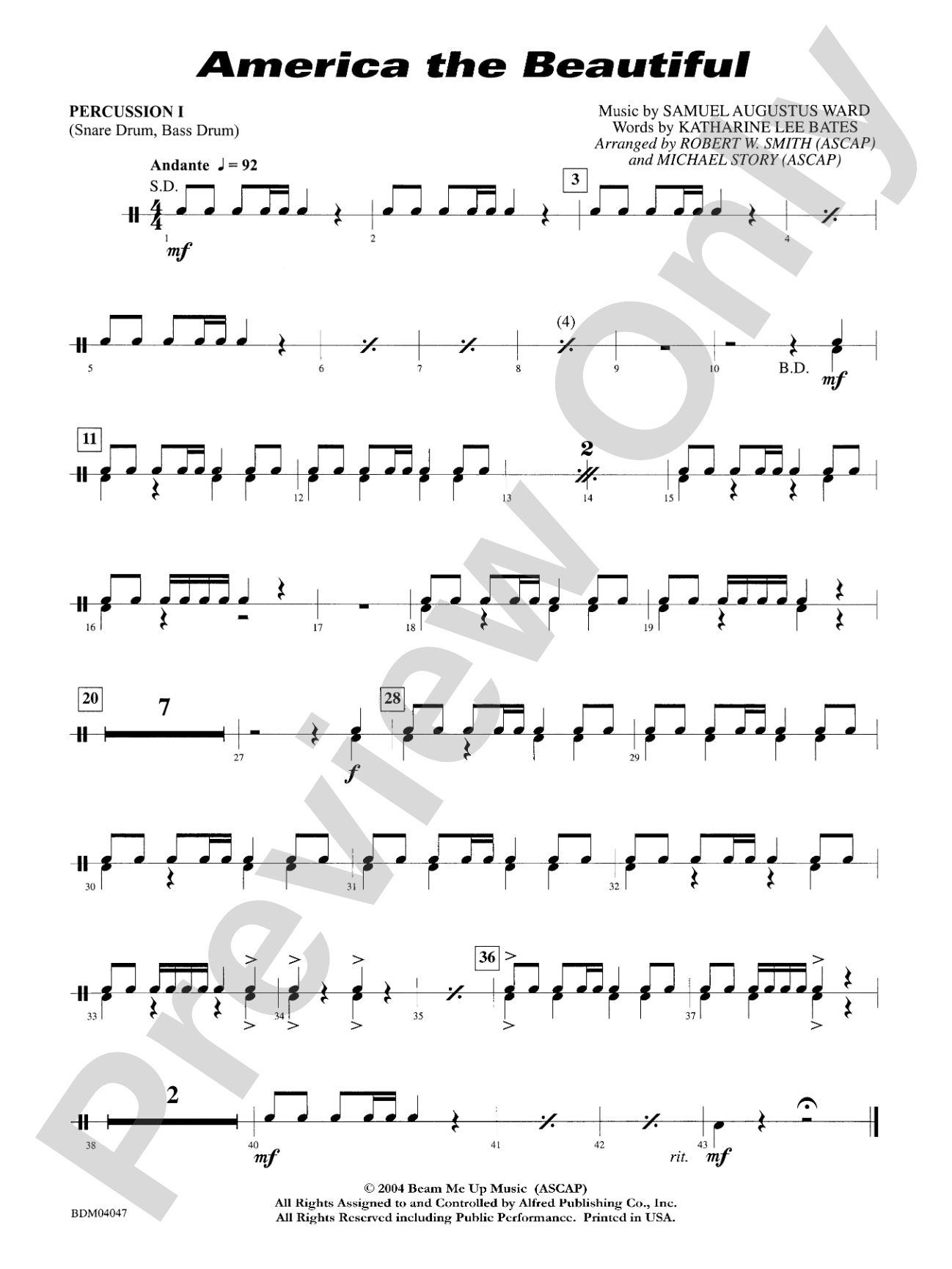 America, the Beautiful: 1st Percussion