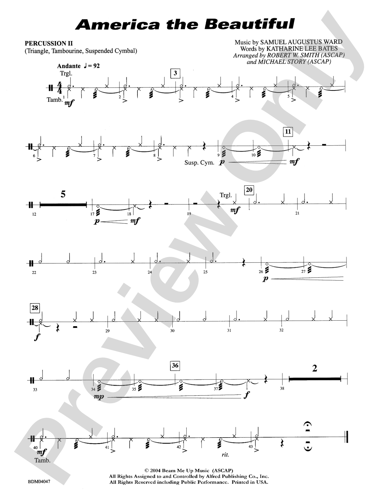 America, the Beautiful: 2nd Percussion