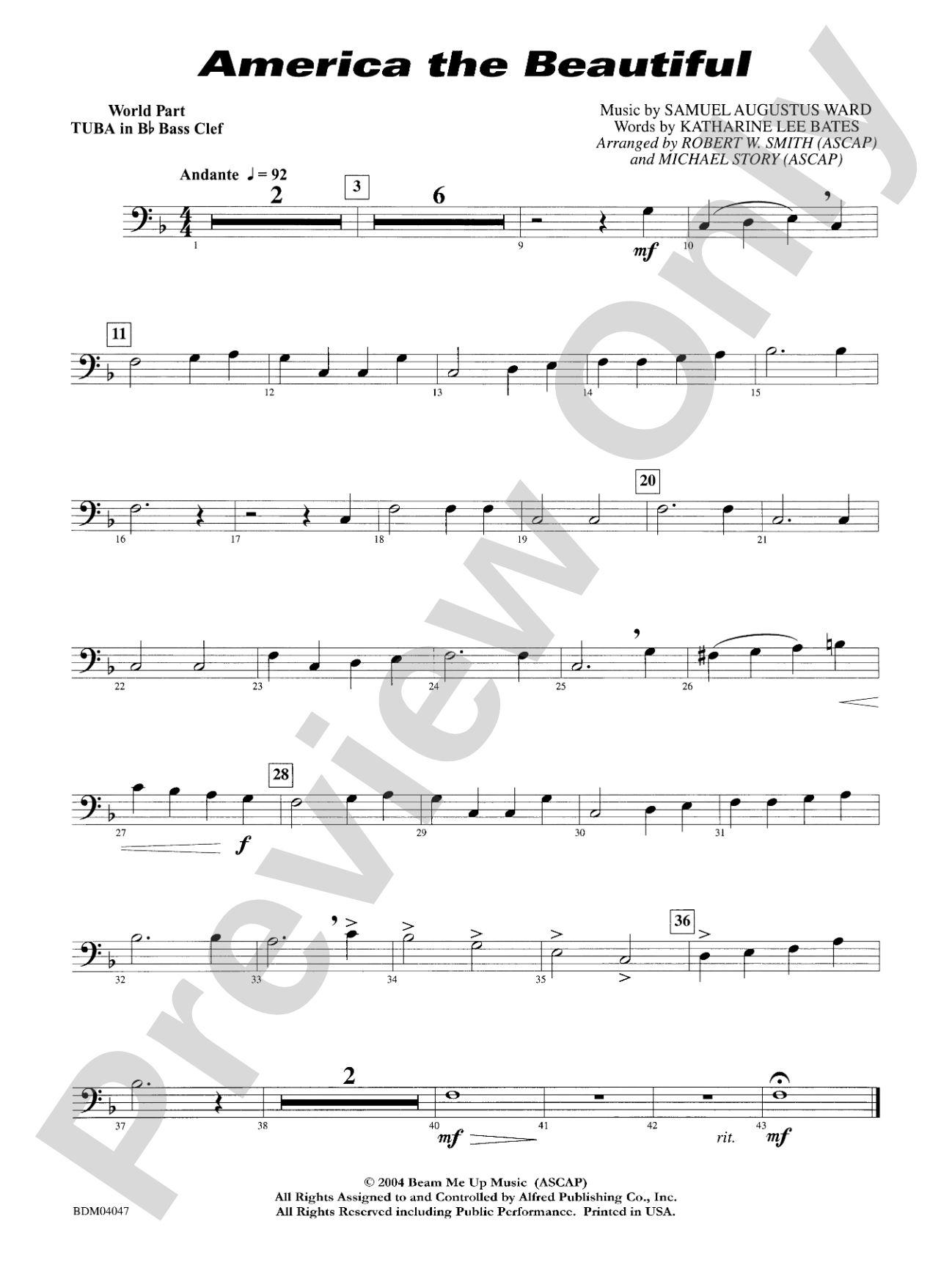 America, the Beautiful: WP B-flat Tuba B.C.