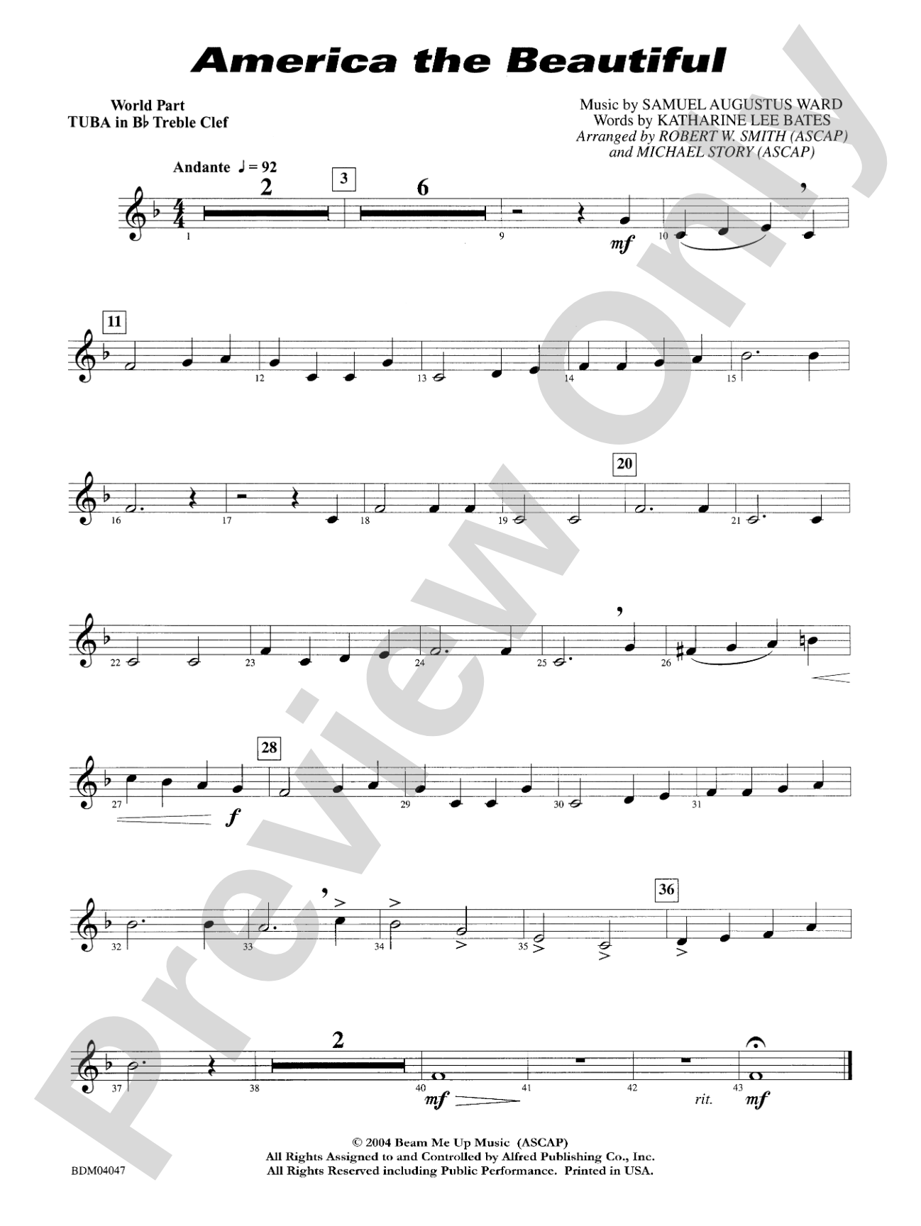 America, the Beautiful: WP B-flat Tuba T.C.