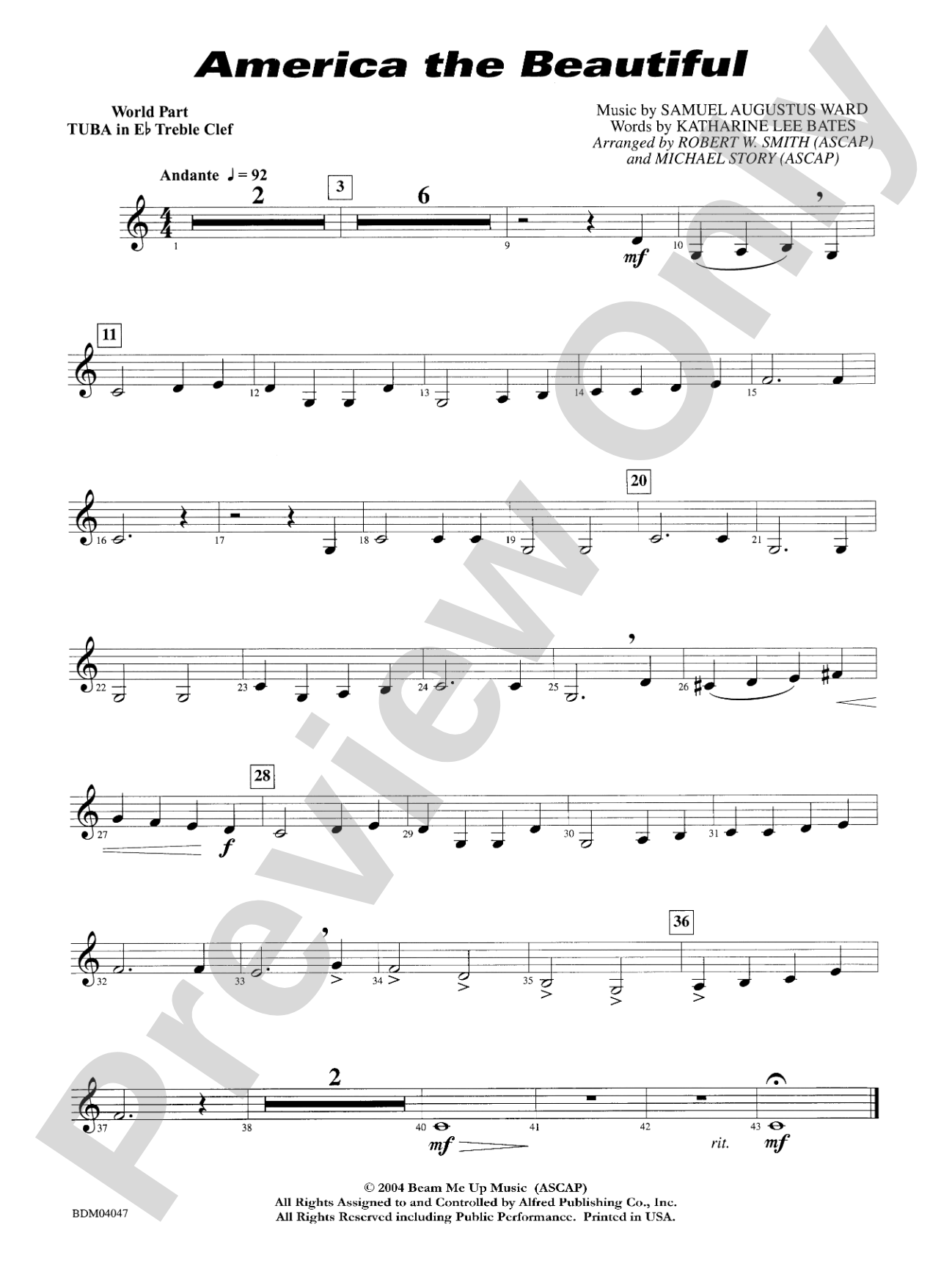 America, the Beautiful: WP E-flat Tuba T.C.