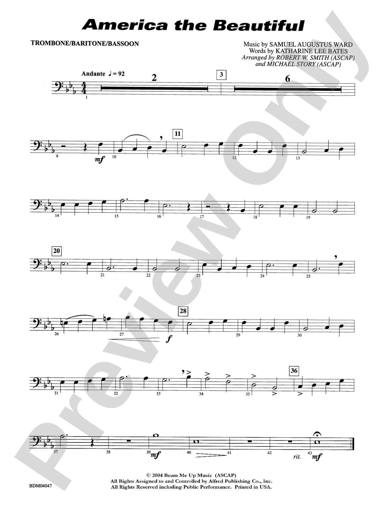 America, the Beautiful: 1st Trombone