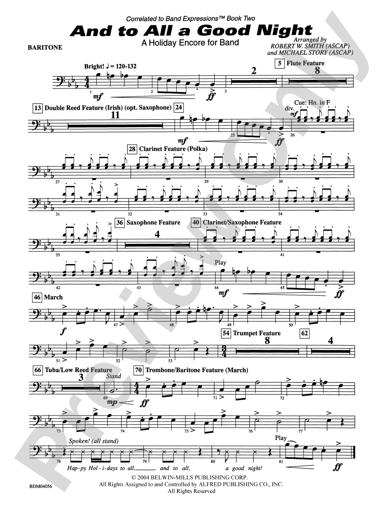 And to All a Good Night (A Holiday Encore for Band): Baritone B.C.