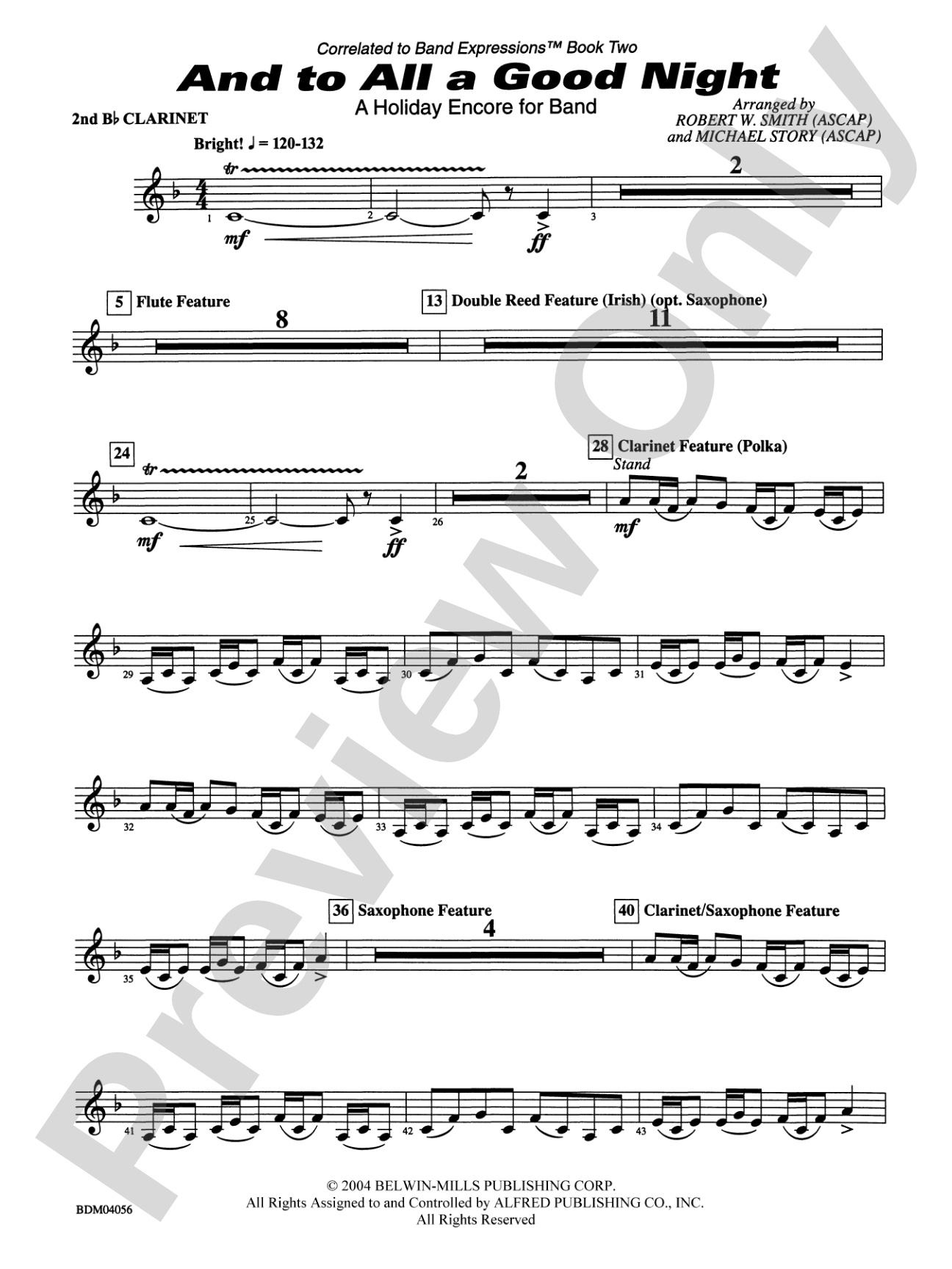And to All a Good Night (A Holiday Encore for Band): 2nd B-flat Clarinet