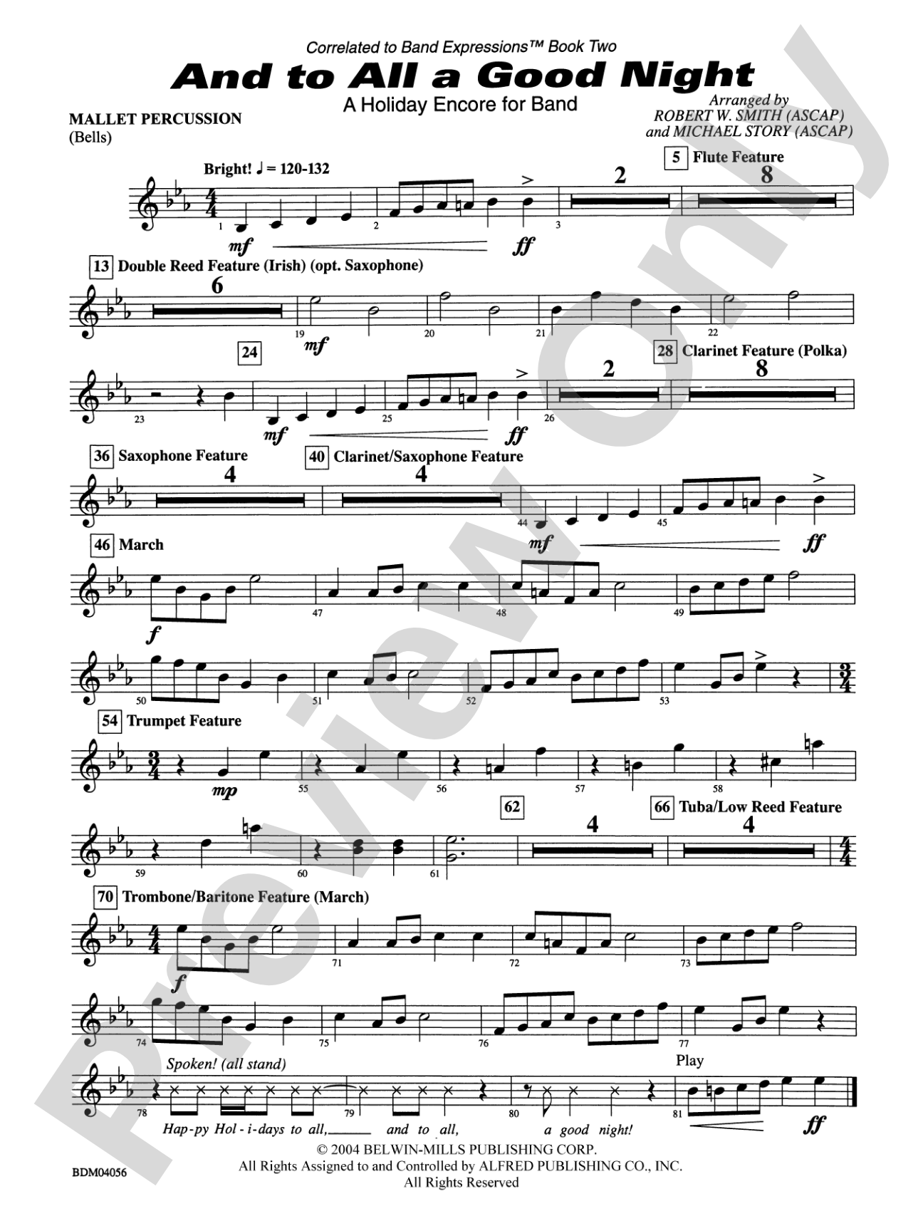 And to All a Good Night (A Holiday Encore for Band): Mallets