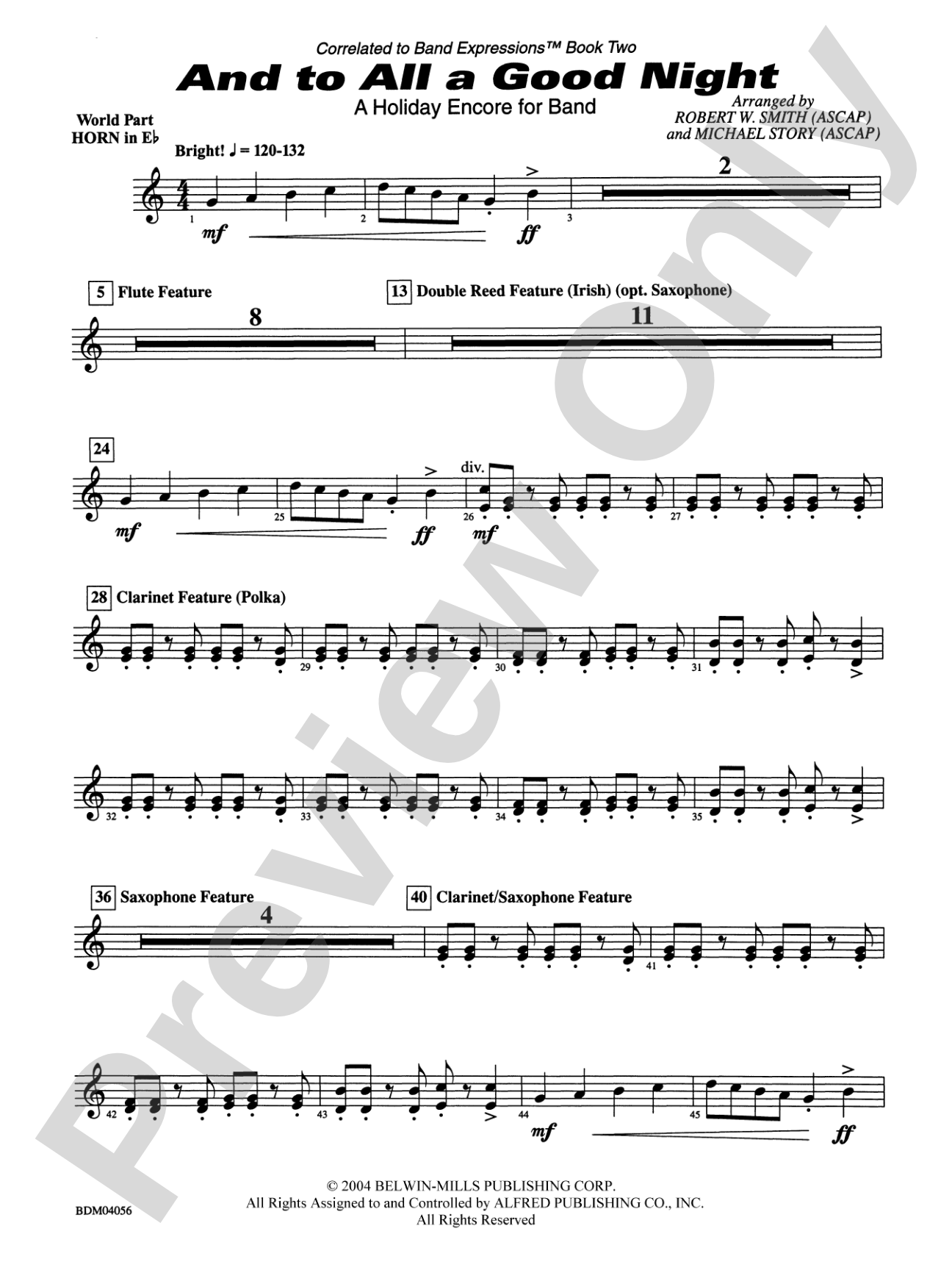 And to All a Good Night (A Holiday Encore for Band): (wp) 1st Horn in E-flat