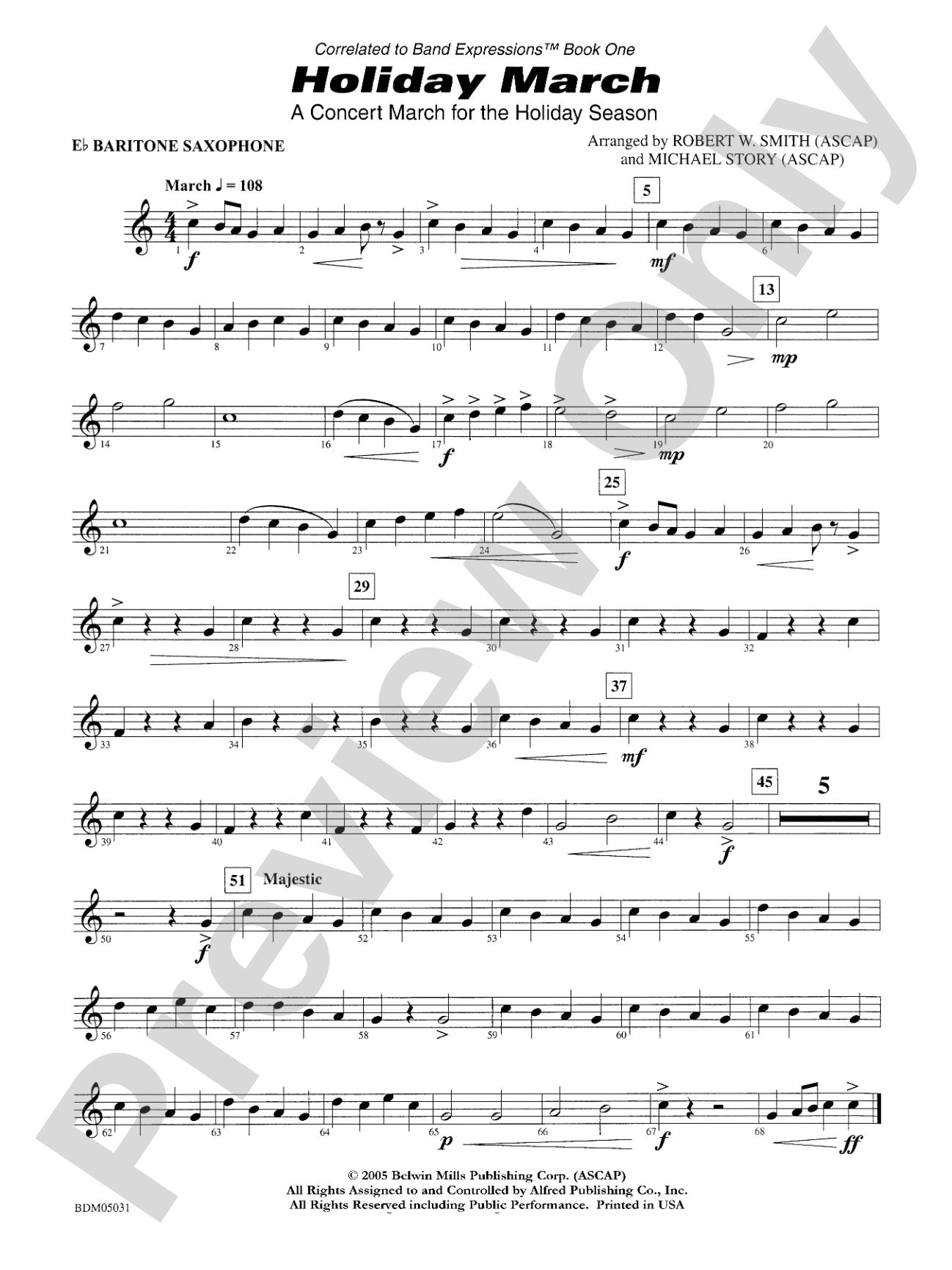 Holiday March (A Concert March for the Holiday Season): E-flat Baritone Saxophone