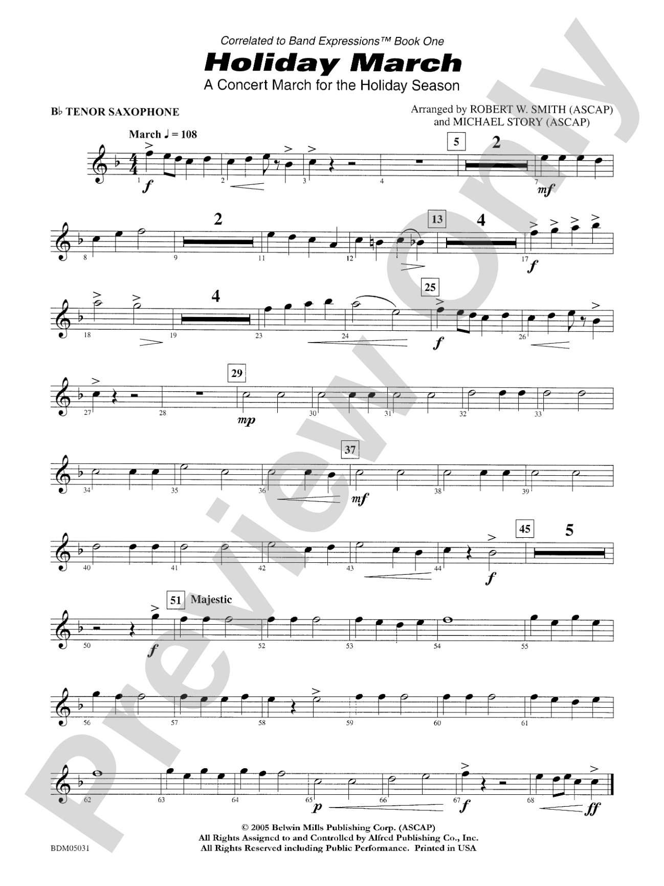 Holiday March (A Concert March for the Holiday Season): B-flat Tenor Saxophone