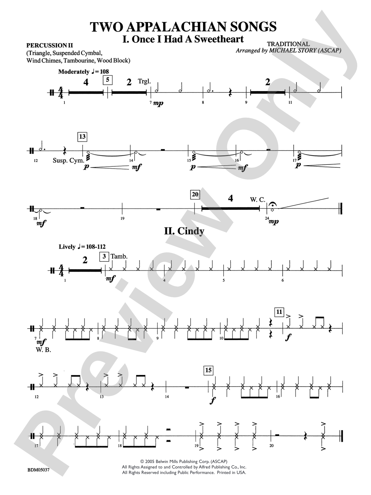 Two Appalachian Songs (I. "Once I Had a Sweetheart," II. "Cindy"): 2nd Percussion
