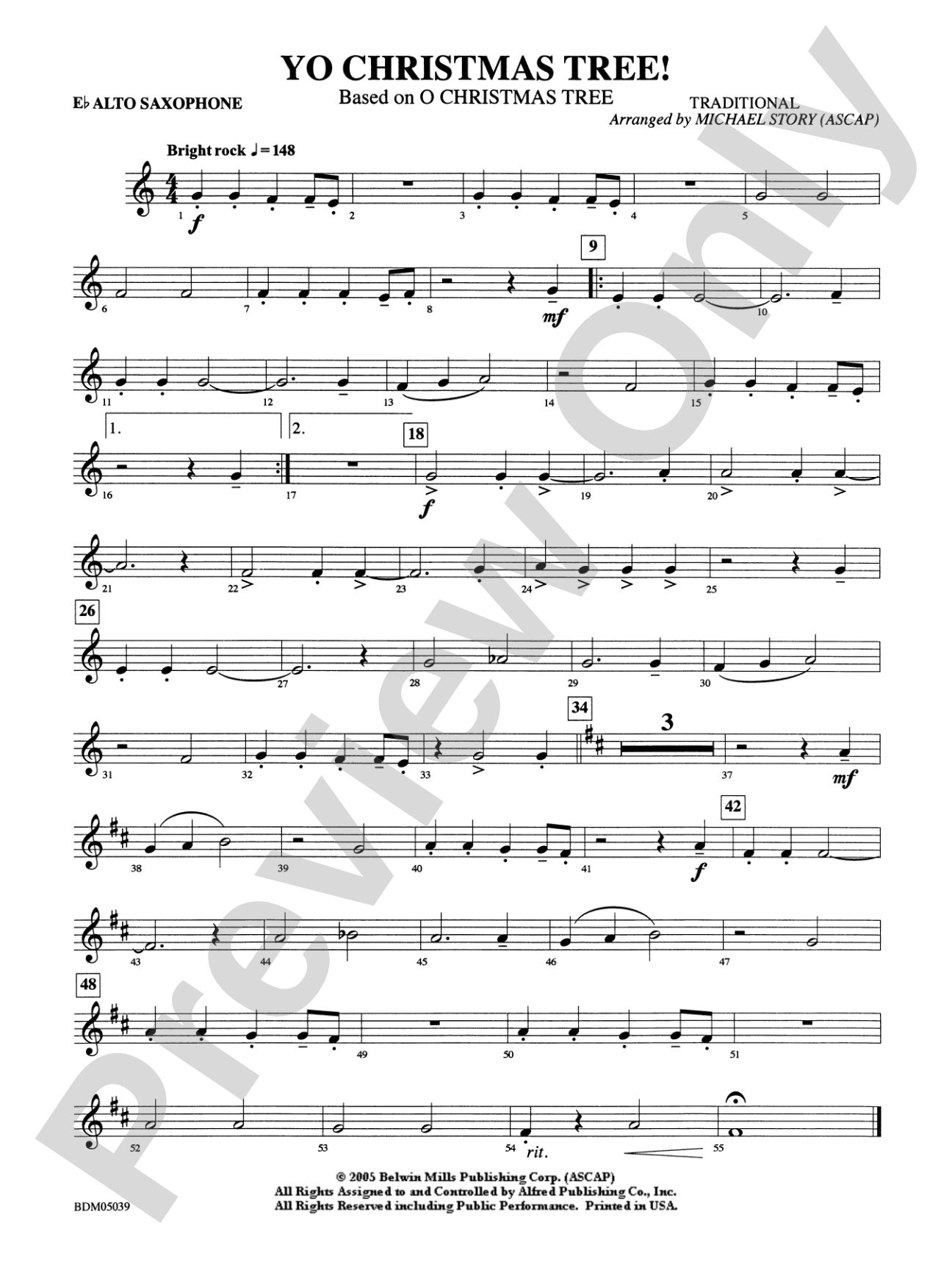 Yo Christmas Tree! (based on "O Christmas Tree"): E-flat Alto Saxophone