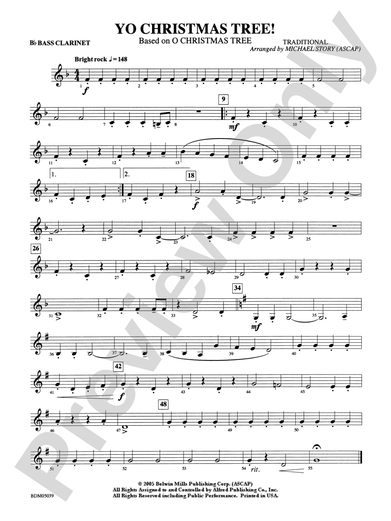 Yo Christmas Tree! (based on "O Christmas Tree"): B-flat Bass Clarinet