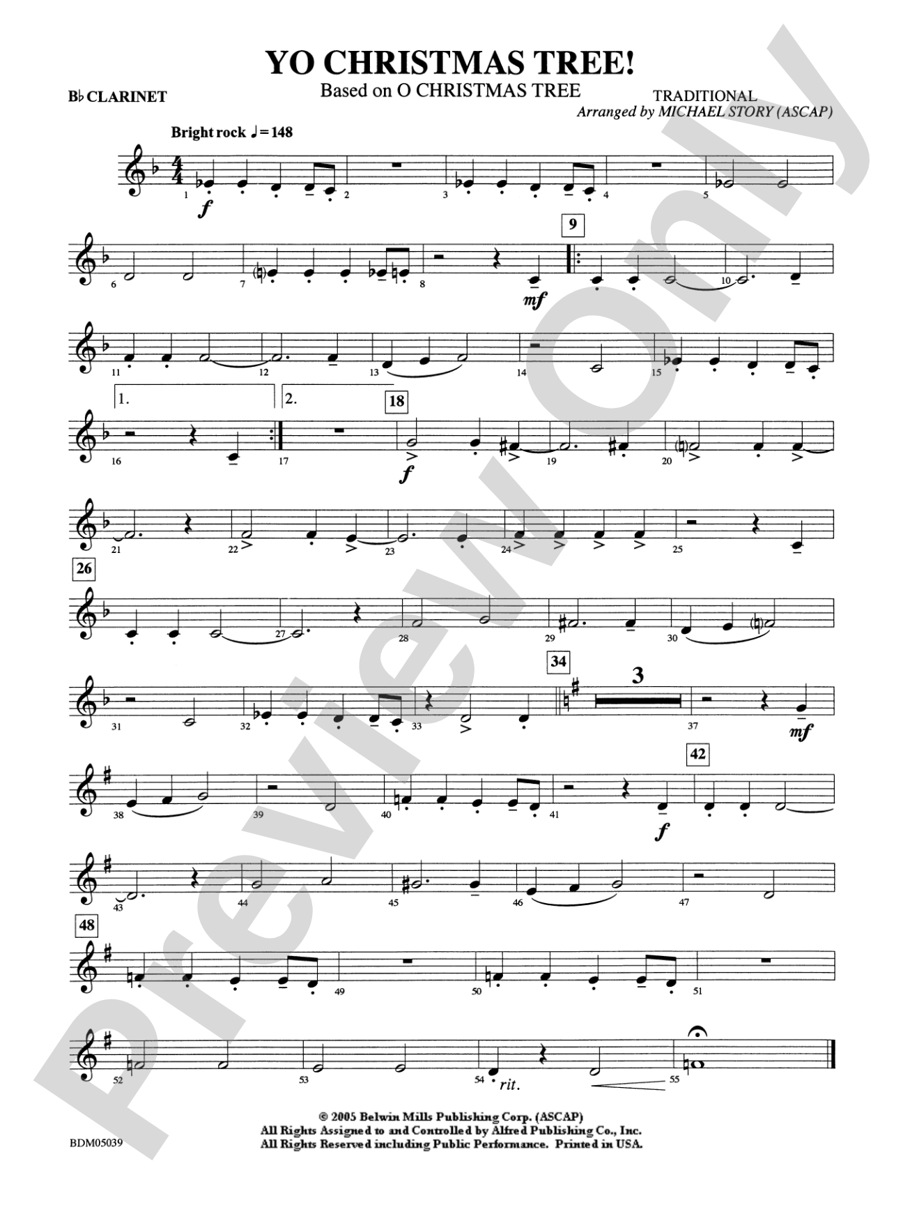 Yo Christmas Tree! (based on "O Christmas Tree"): 1st B-flat Clarinet