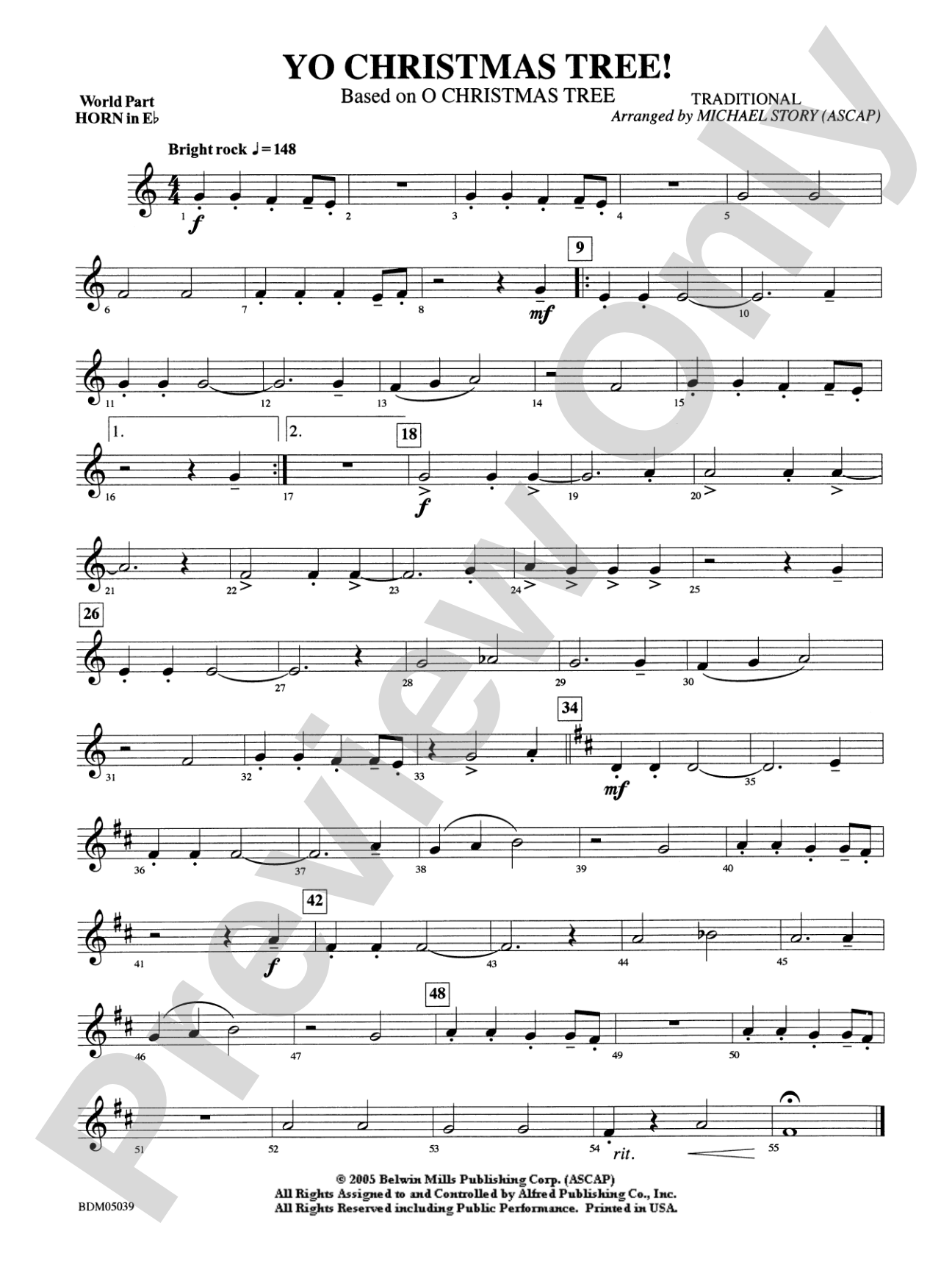 Yo Christmas Tree! (based on "O Christmas Tree"): WP 1st Horn in E-flat