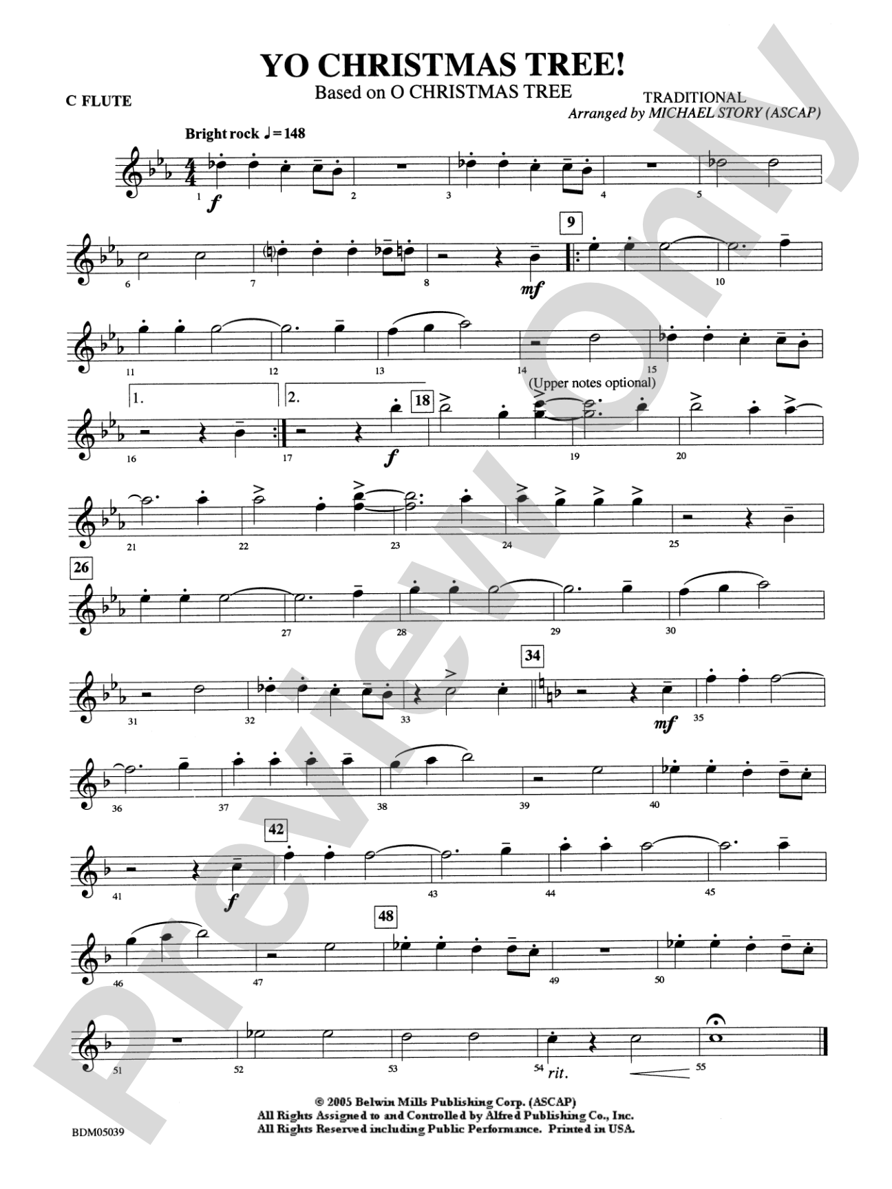 Yo Christmas Tree! (based on "O Christmas Tree"): Flute