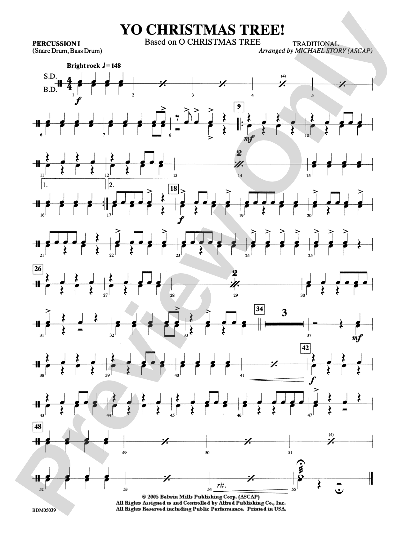 Yo Christmas Tree! (based on "O Christmas Tree"): 1st Percussion