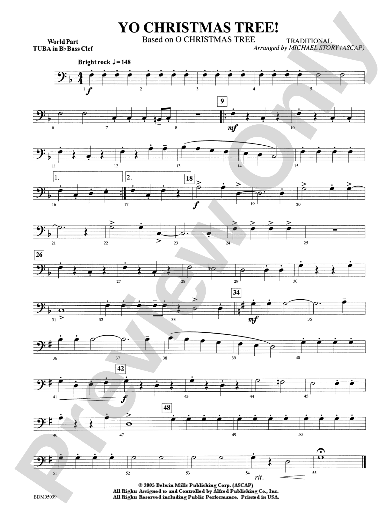 Yo Christmas Tree! (based on "O Christmas Tree"): WP B-flat Tuba B.C.