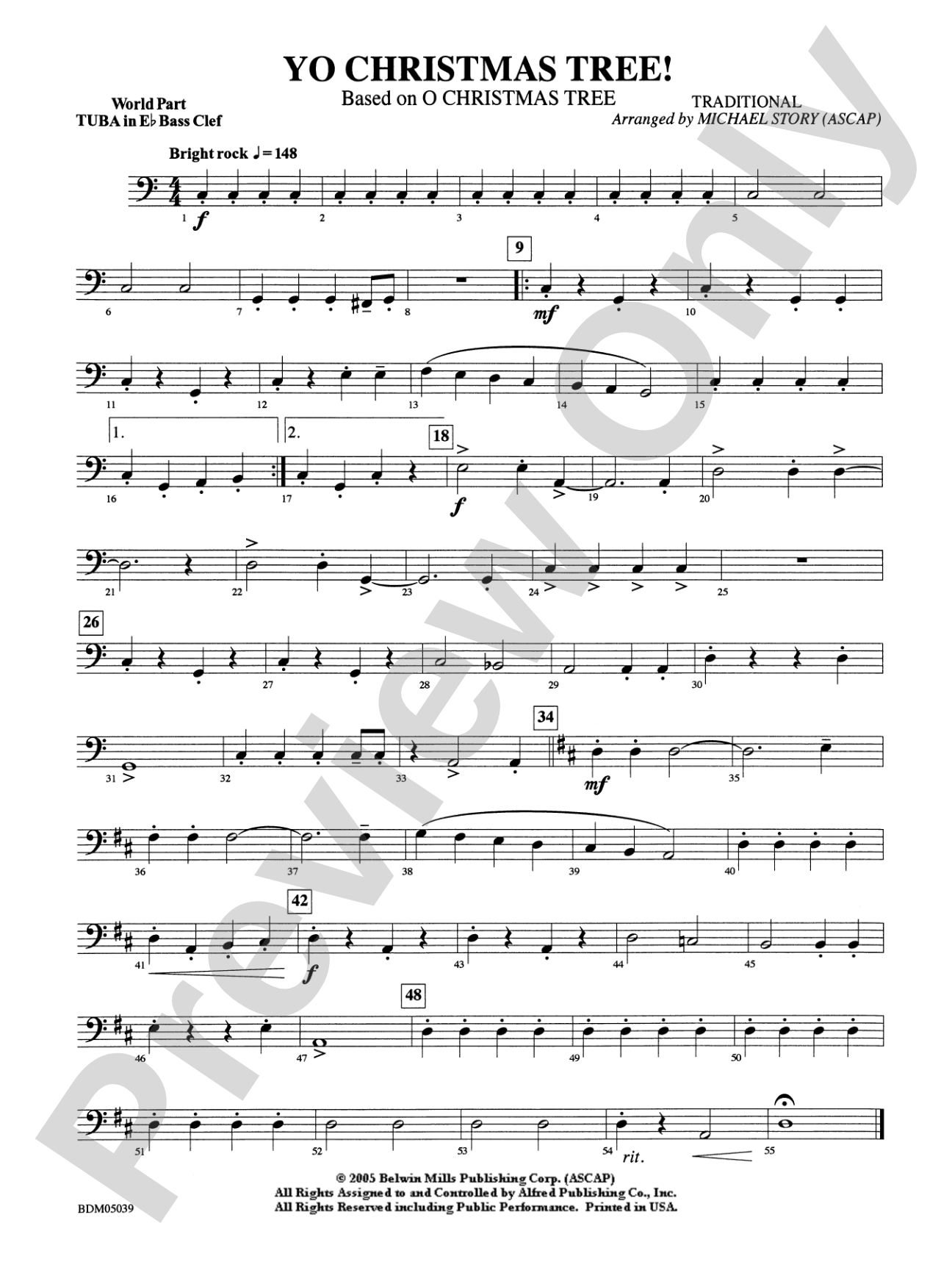 Yo Christmas Tree! (based on "O Christmas Tree"): WP E-flat Tuba B.C.