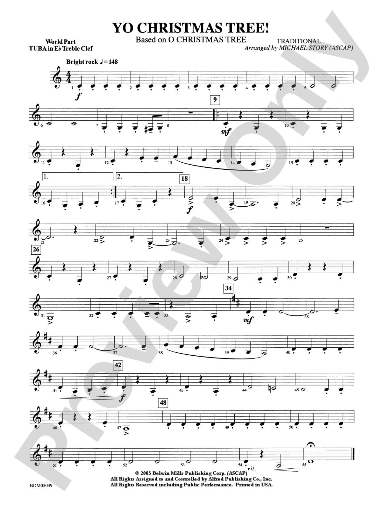 Yo Christmas Tree! (based on "O Christmas Tree"): WP E-flat Tuba T.C.