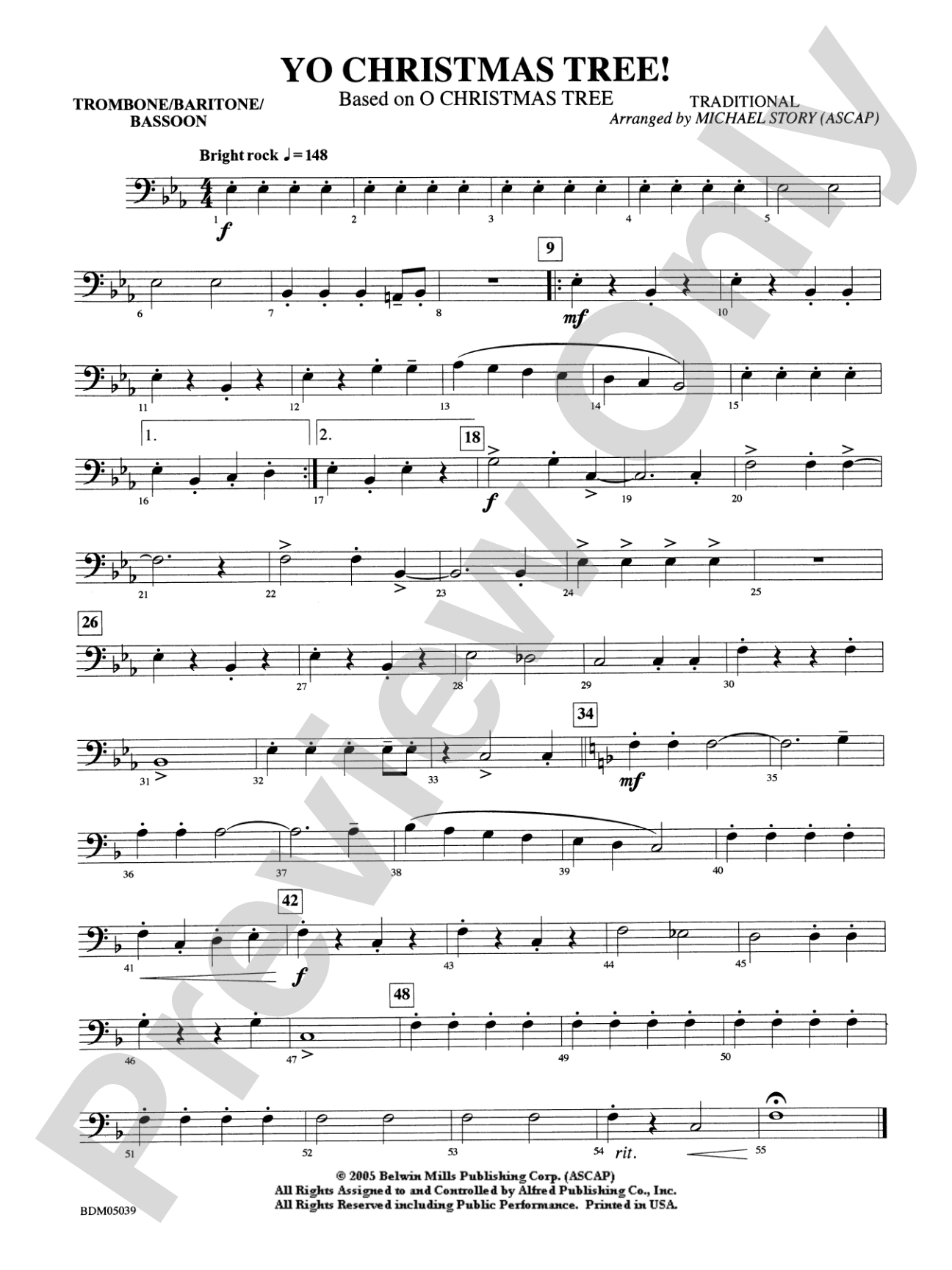 Yo Christmas Tree! (based on "O Christmas Tree"): 1st Trombone