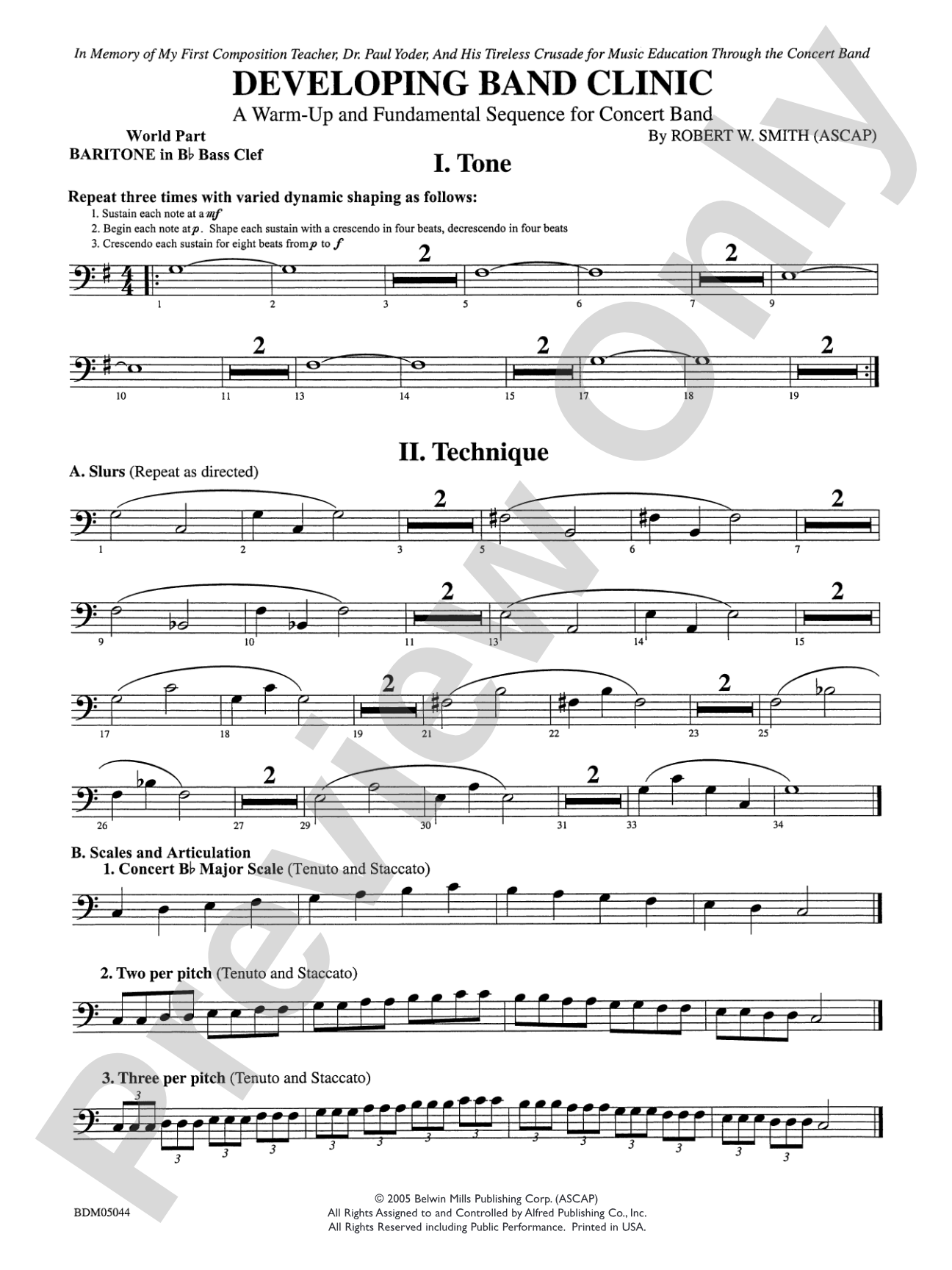 Developing Band Clinic (A Warm-Up and Fundamental Sequence for Concert Band): WP B-flat Baritone B.C.