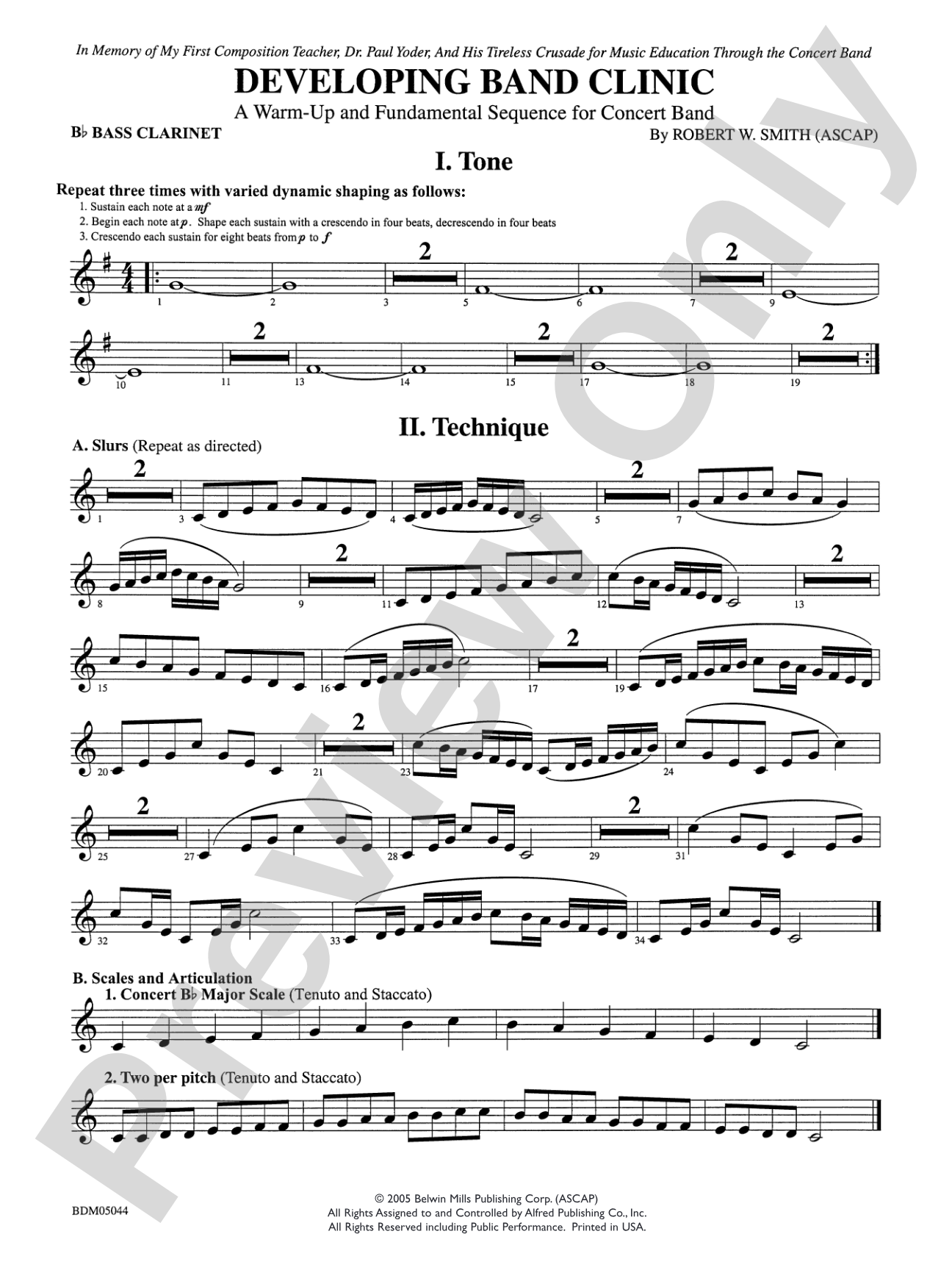 Developing Band Clinic (A Warm-Up and Fundamental Sequence for Concert Band): B-flat Bass Clarinet