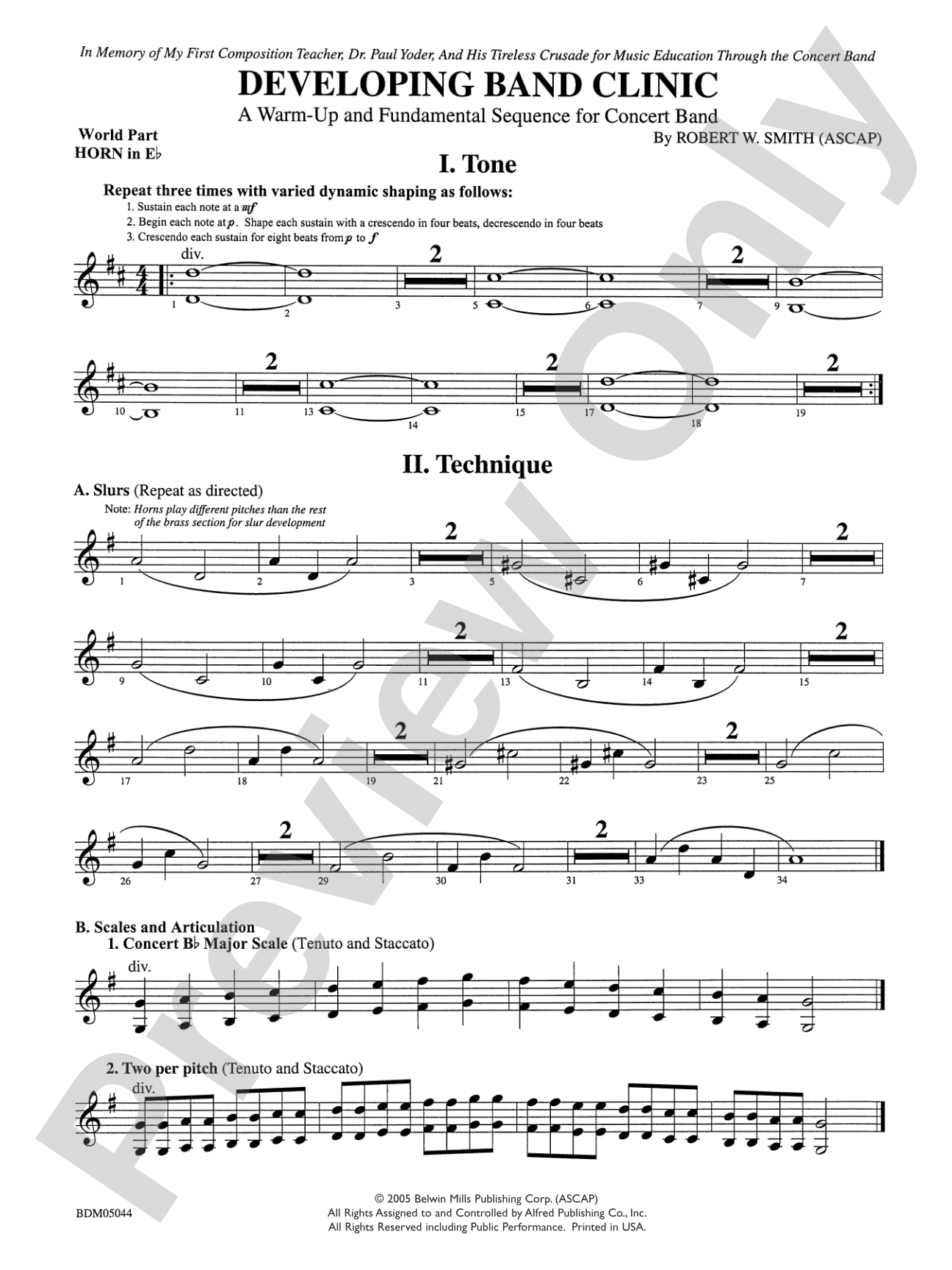 Developing Band Clinic (A Warm-Up and Fundamental Sequence for Concert Band): WP 1st Horn in E-flat