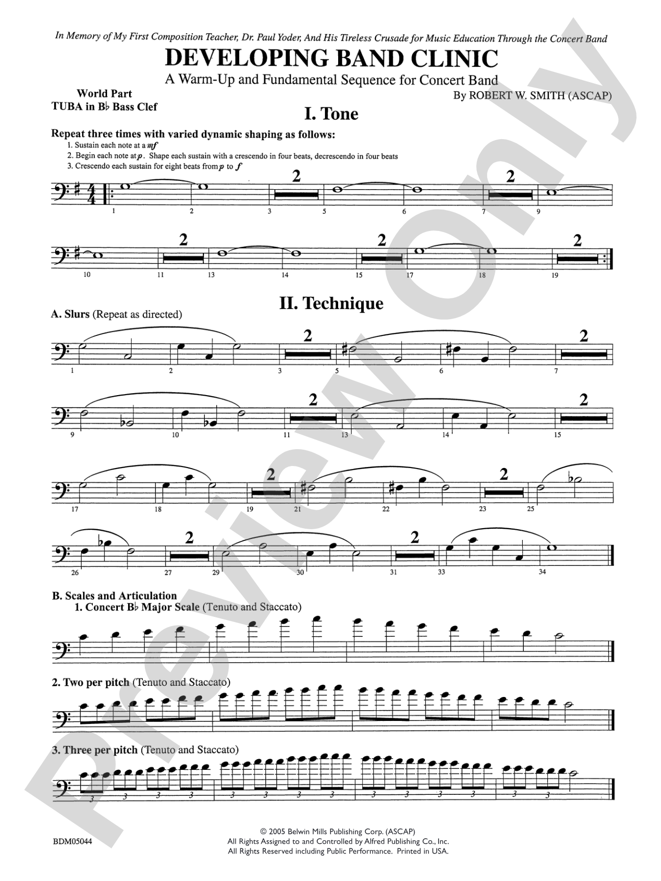 Developing Band Clinic (A Warm-Up and Fundamental Sequence for Concert Band): WP B-flat Tuba B.C.