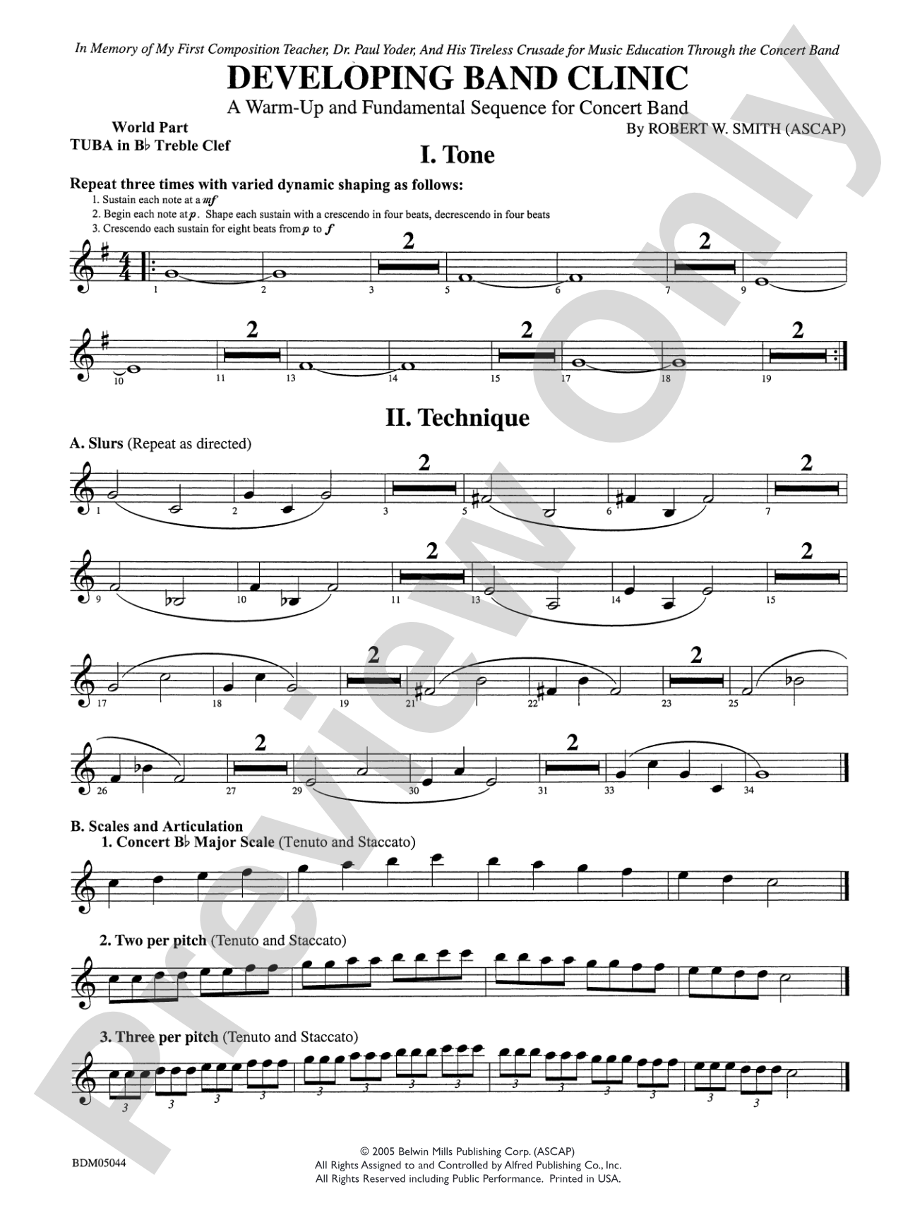 Developing Band Clinic (A Warm-Up and Fundamental Sequence for Concert Band): WP B-flat Tuba T.C.