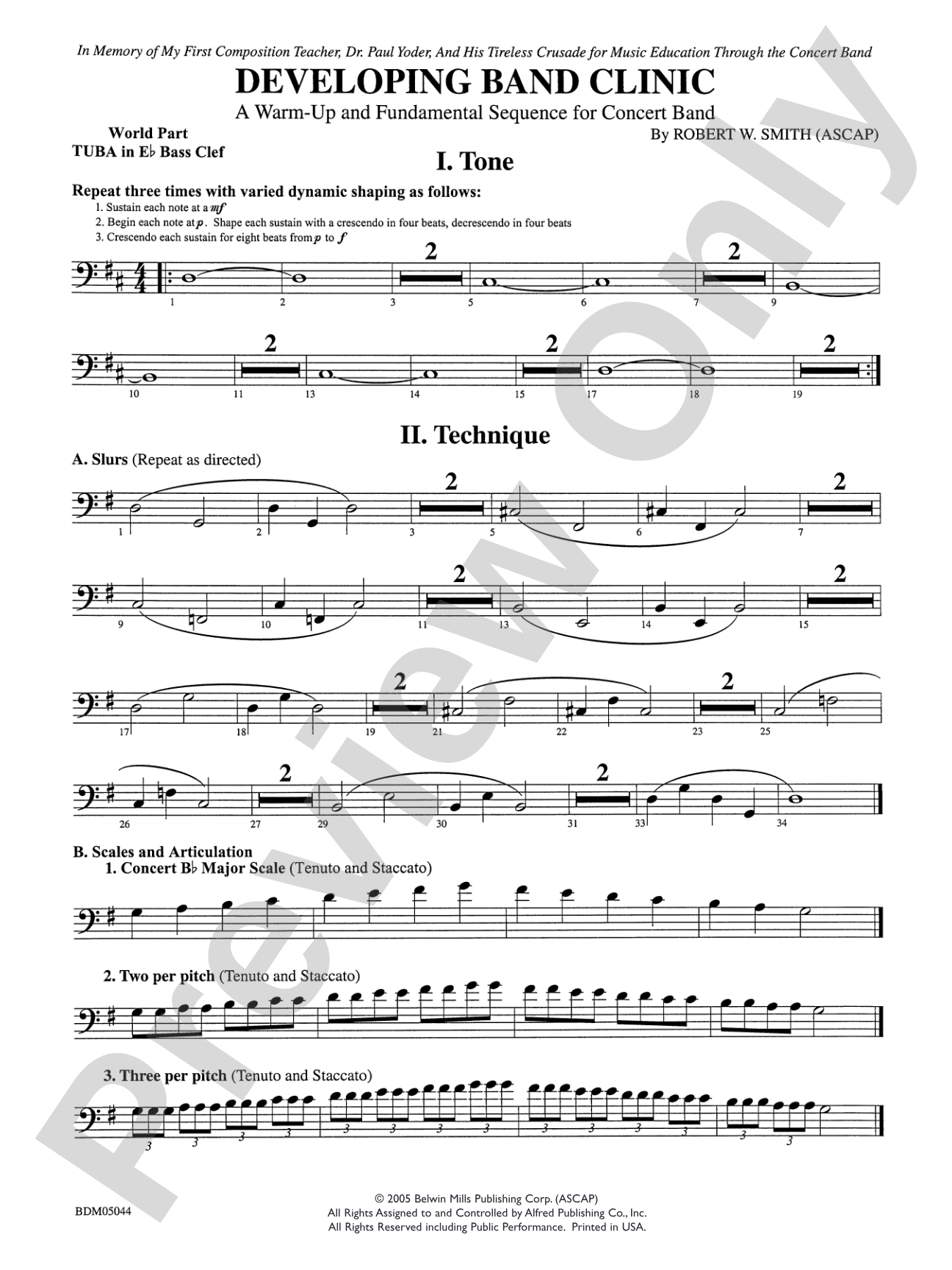 Developing Band Clinic (A Warm-Up and Fundamental Sequence for Concert Band): WP E-flat Tuba B.C.
