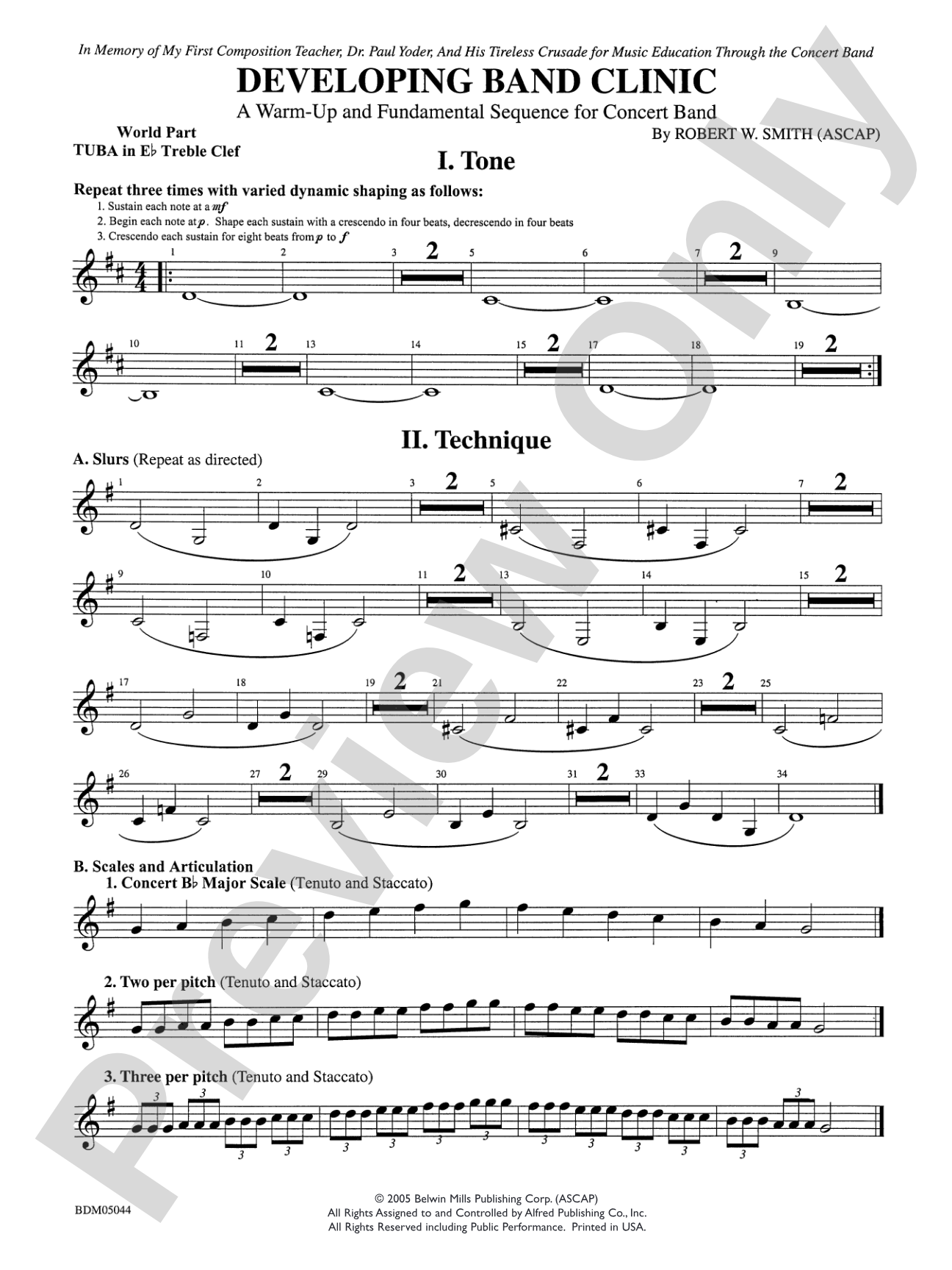 Developing Band Clinic (A Warm-Up and Fundamental Sequence for Concert Band): WP E-flat Tuba T.C.