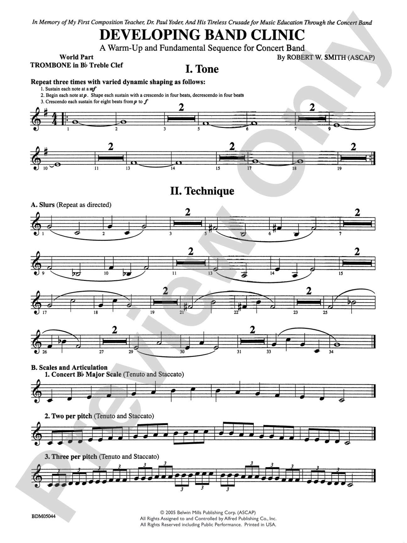Developing Band Clinic (A Warm-Up and Fundamental Sequence for Concert Band): WP 1st B-flat Trombone T.C.