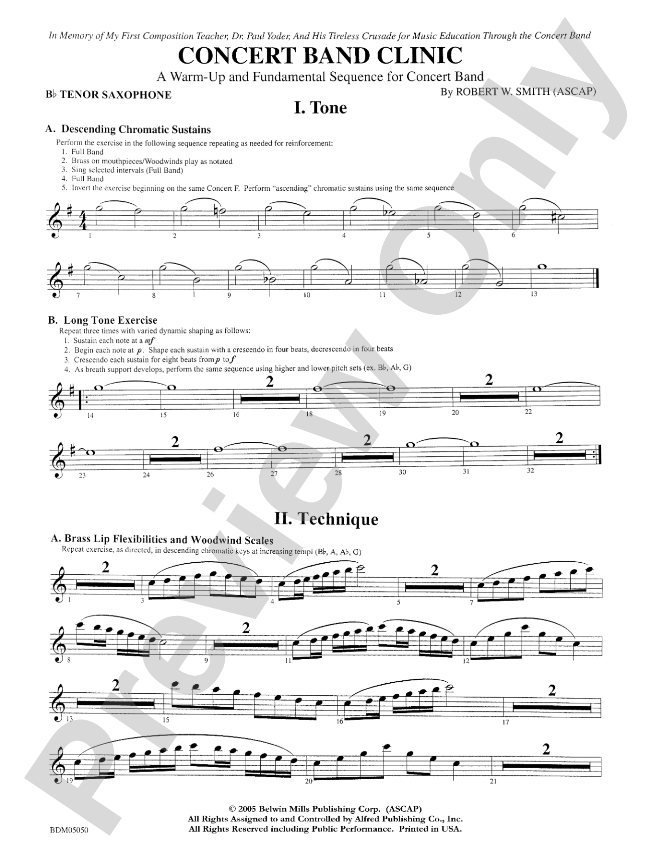 Concert Band Clinic (A Warm-Up and Fundamental Sequence for Concert Band): B-flat Tenor Saxophone