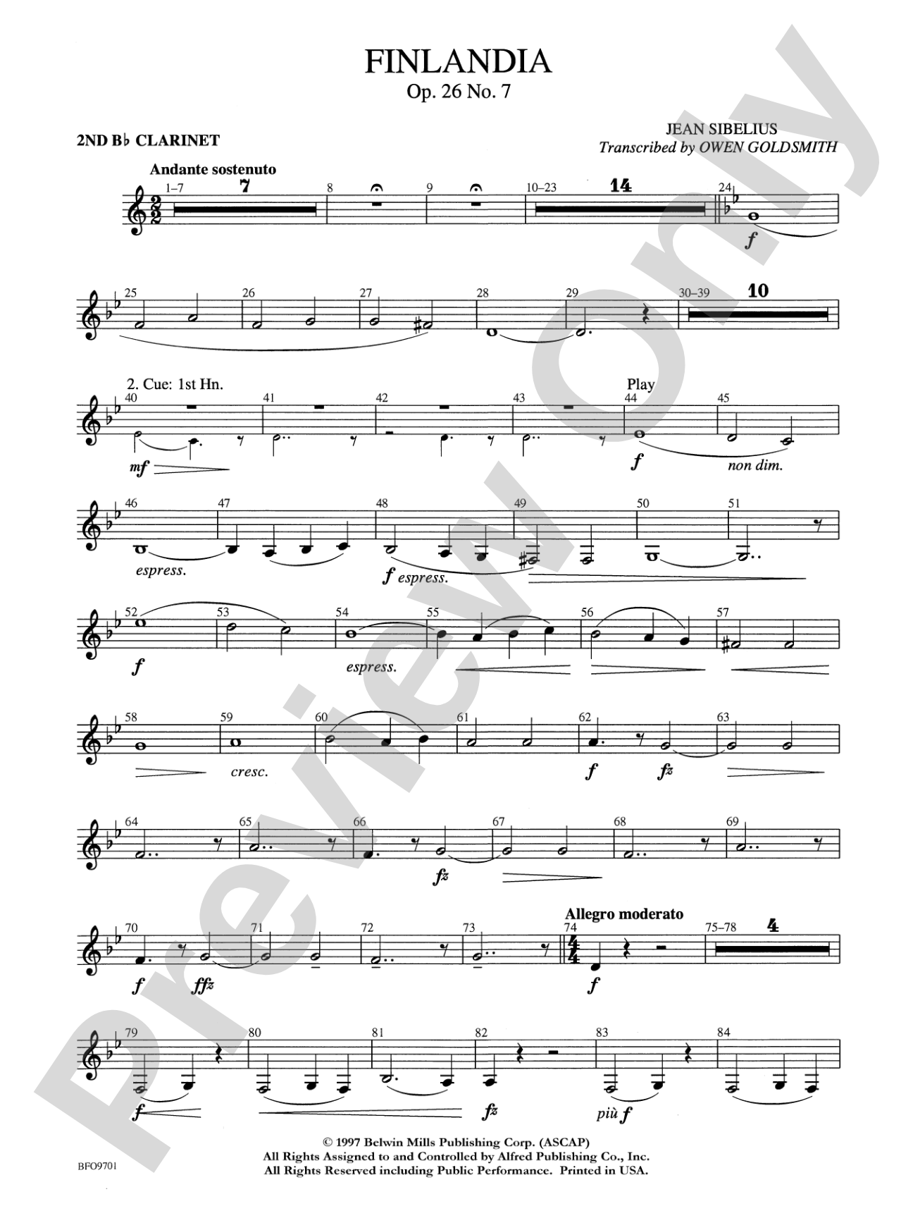 Finlandia: 2nd B-flat Clarinet