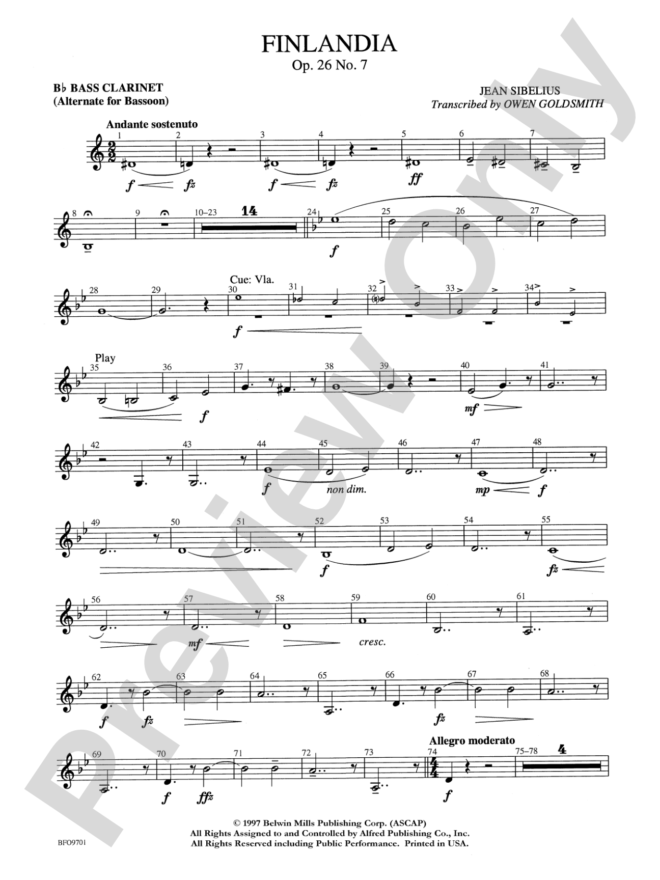 Finlandia: B-flat Bass Clarinet