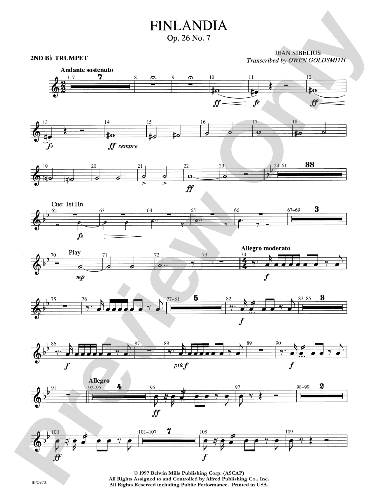 Finlandia: 2nd B-flat Trumpet