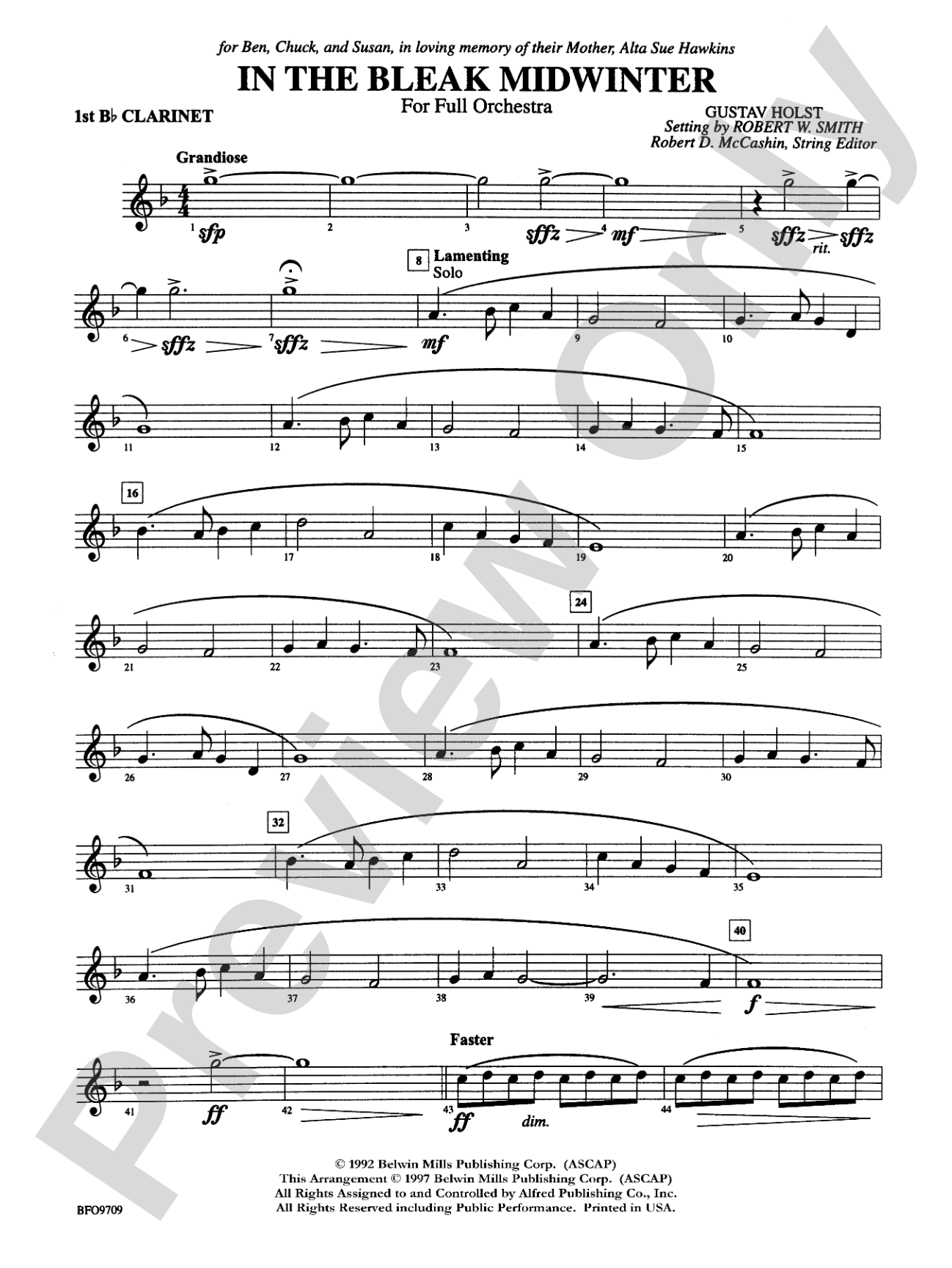In the Bleak Midwinter: 1st B-flat Clarinet