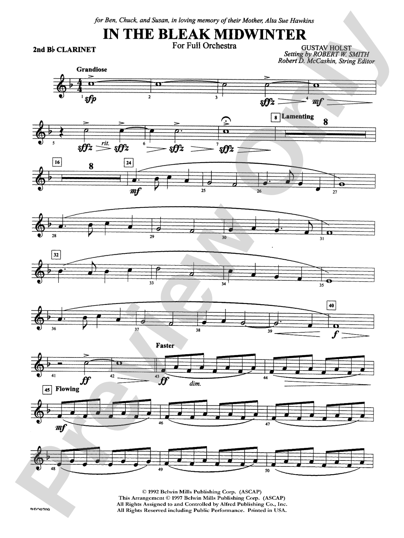 In the Bleak Midwinter: 2nd B-flat Clarinet