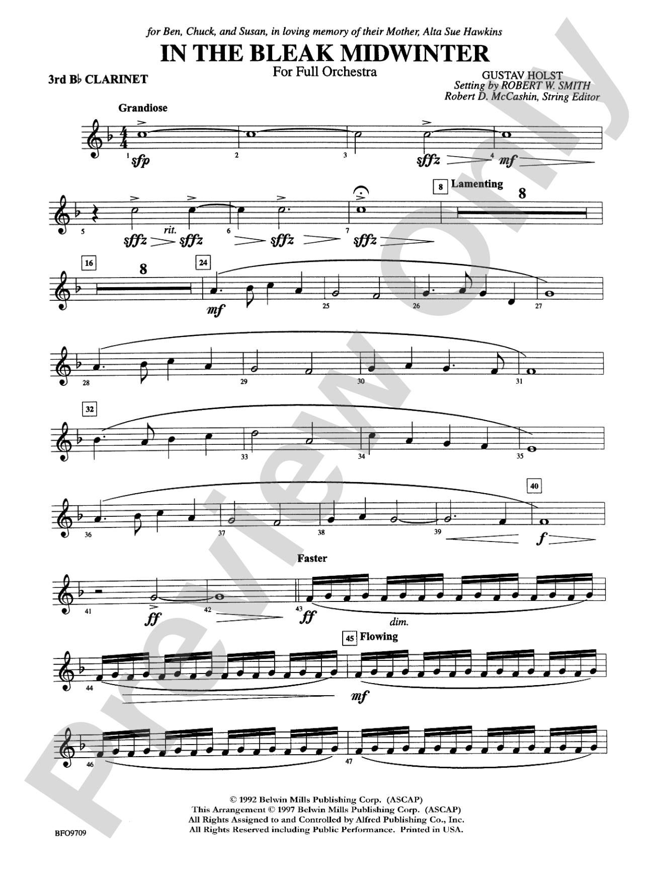 In the Bleak Midwinter: 3rd B-flat Clarinet