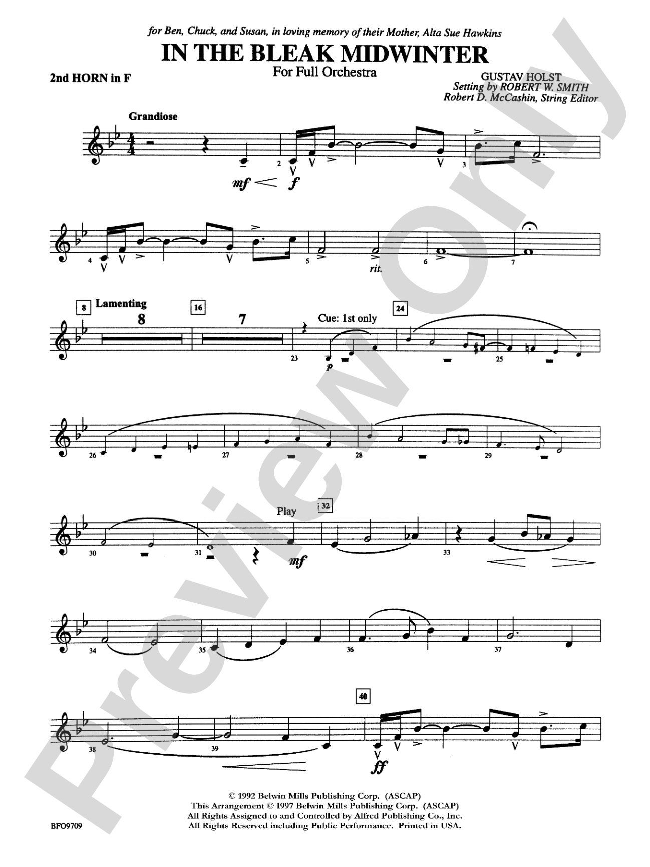 In the Bleak Midwinter: 2nd F Horn