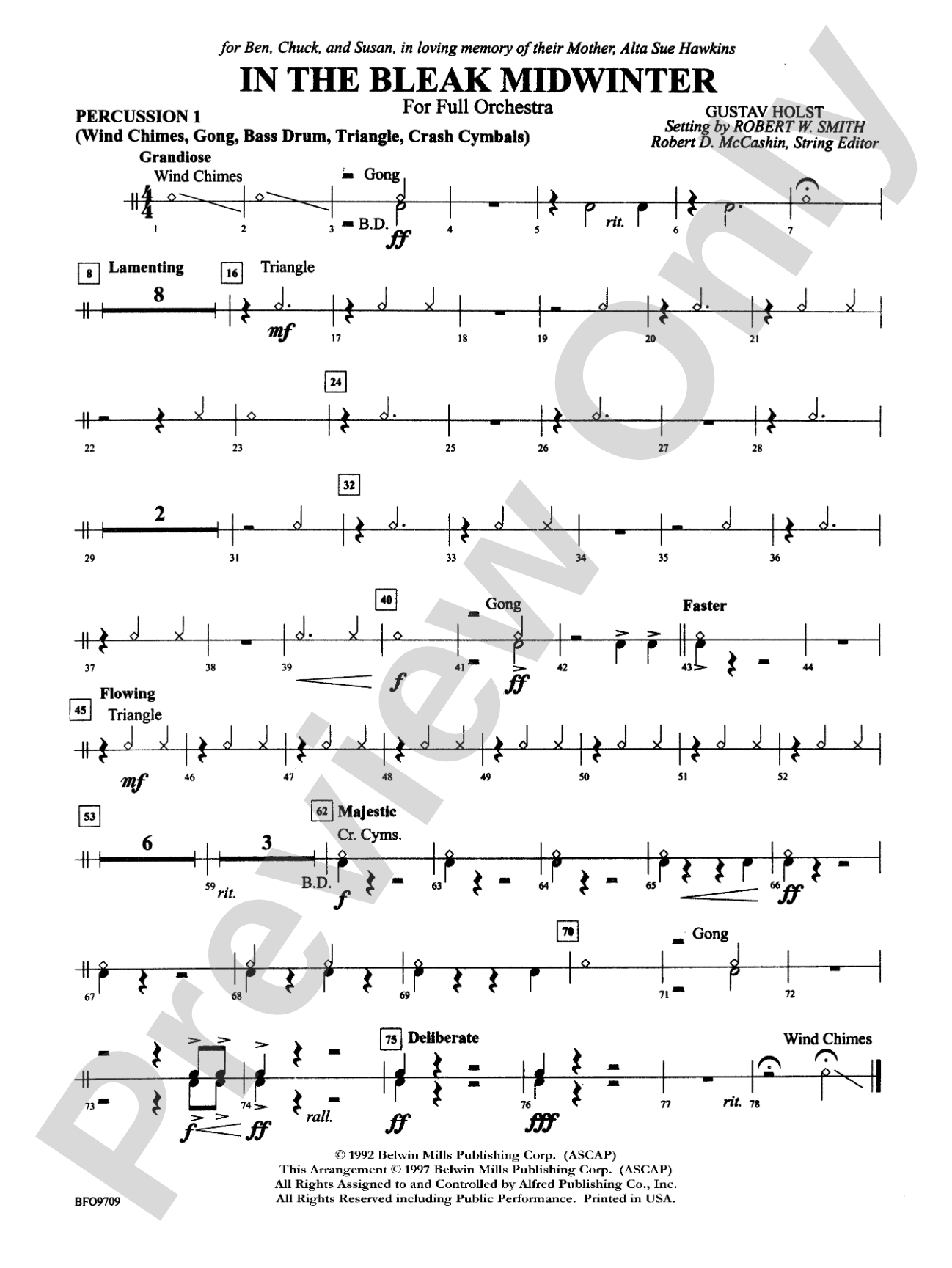 In the Bleak Midwinter: 1st Percussion