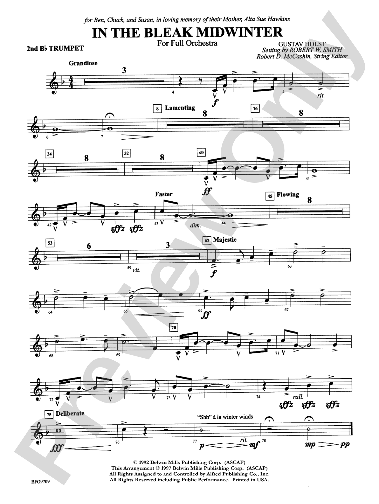 In the Bleak Midwinter: 2nd B-flat Trumpet