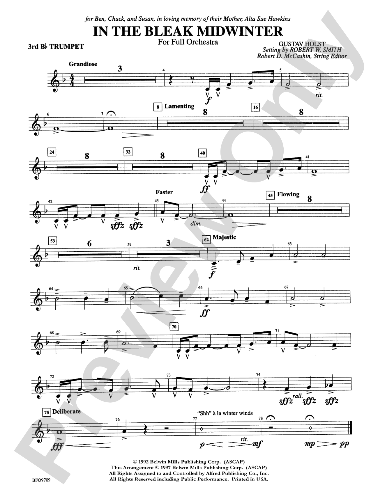 In the Bleak Midwinter: 3rd B-flat Trumpet