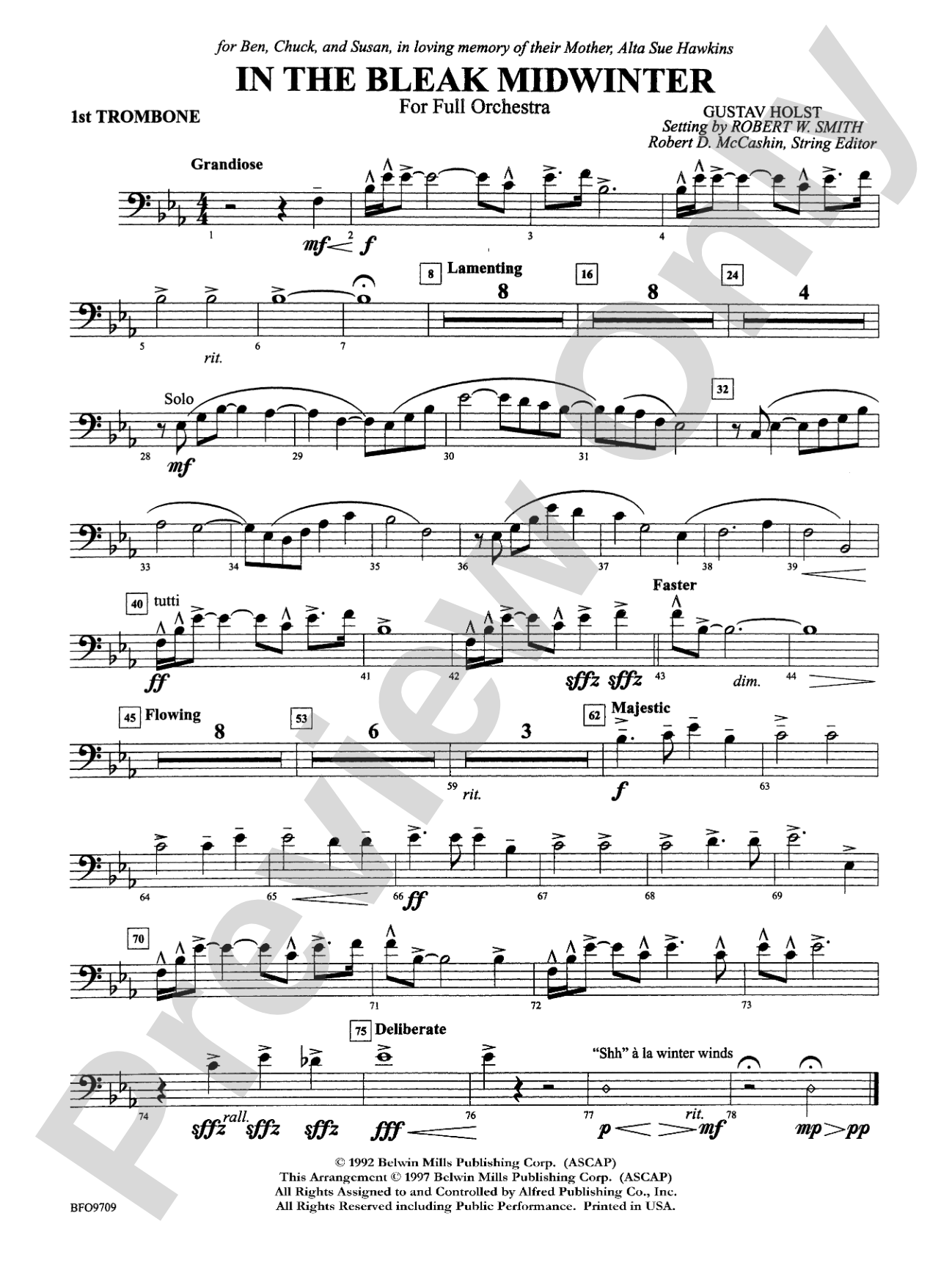 In the Bleak Midwinter: 1st Trombone