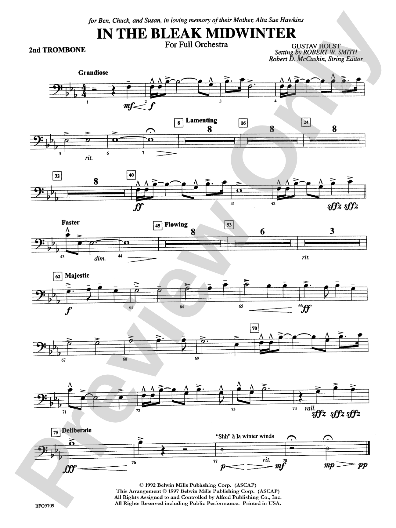 In the Bleak Midwinter: 2nd Trombone