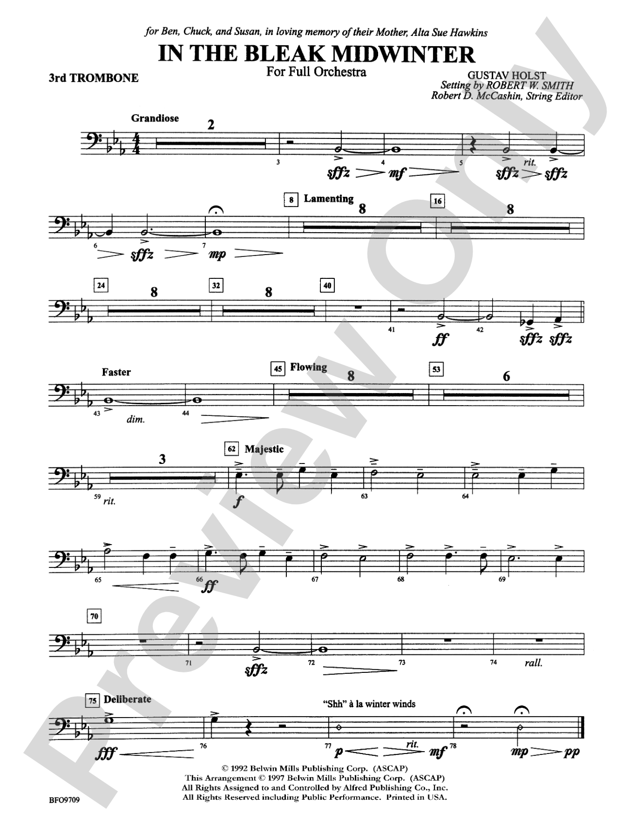 In the Bleak Midwinter: 3rd Trombone