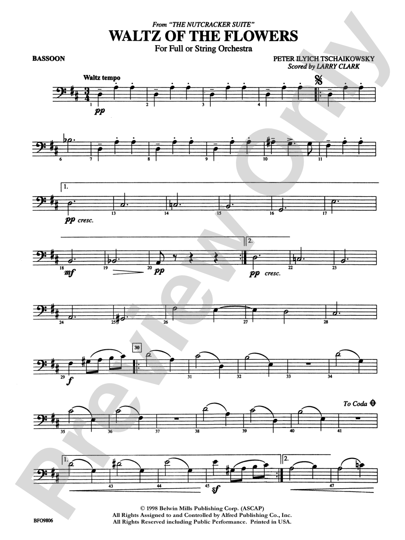 Waltz of the Flowers (from The Nutcracker Suite): Bassoon