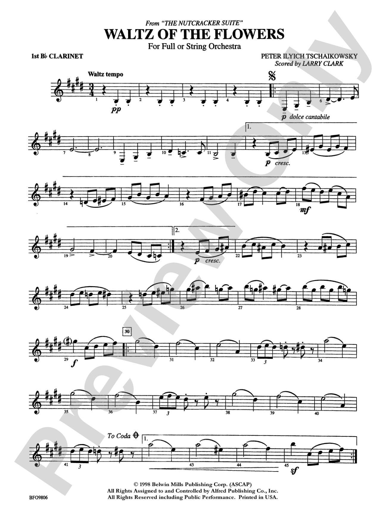 Waltz of the Flowers (from The Nutcracker Suite): 1st B-flat Clarinet