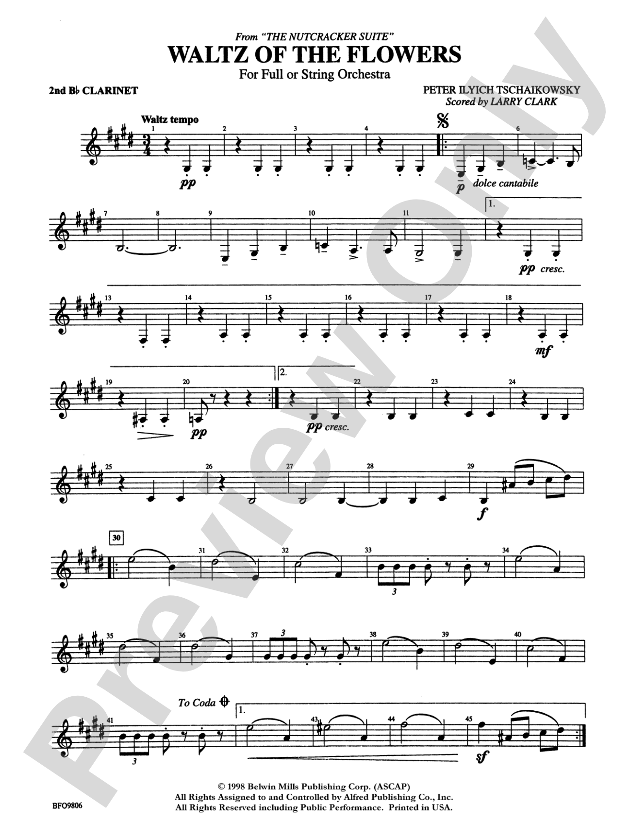 Waltz of the Flowers (from The Nutcracker Suite): 2nd B-flat Clarinet