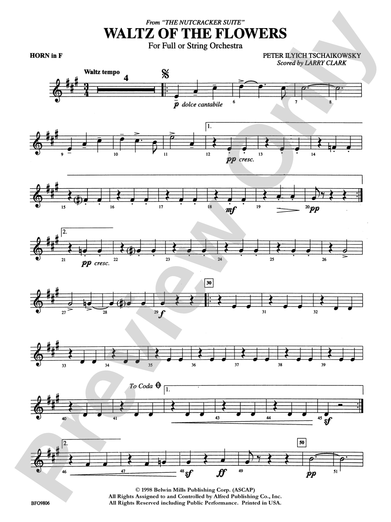 Waltz of the Flowers (from The Nutcracker Suite): 1st F Horn